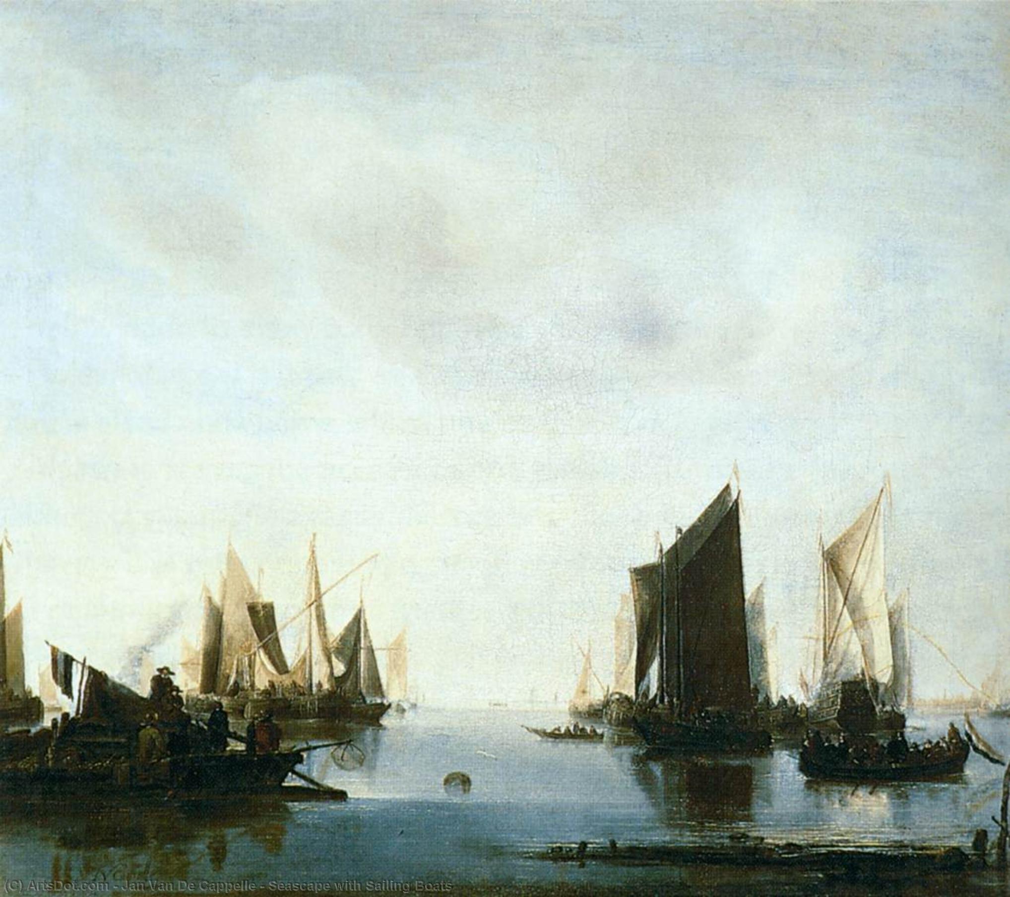 Order Oil Painting Replica Seascape with Sailing Boats by Jan Van De Cappelle (1624-1679, Netherlands) | ArtsDot.com