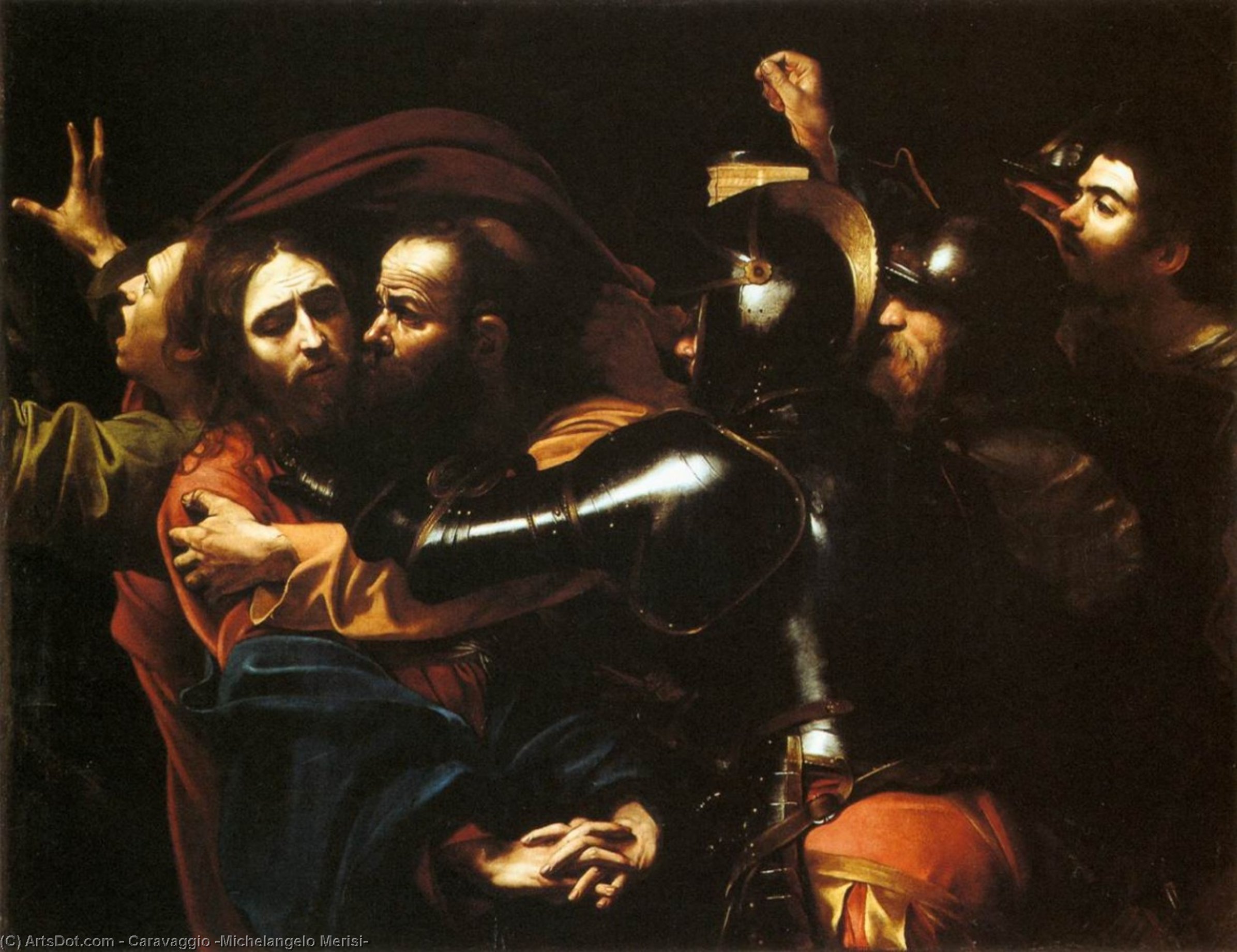 Order Art Reproductions Taking of Christ, 1598 by Caravaggio (Michelangelo Merisi) (1571-1610, Spain) | ArtsDot.com