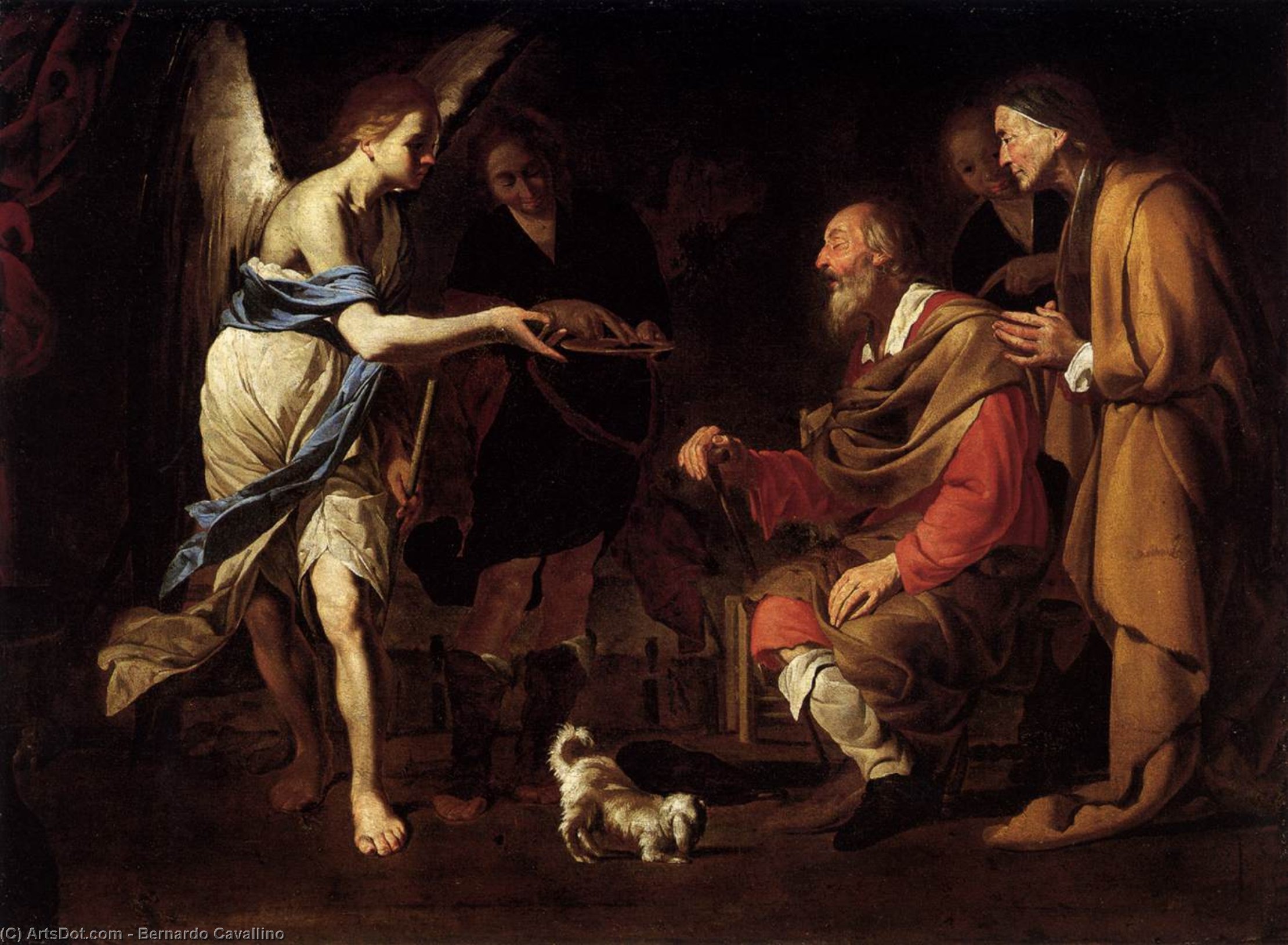 Order Oil Painting Replica Curing of Tobias by Bernardo Cavallino (1616-1656, Italy) | ArtsDot.com