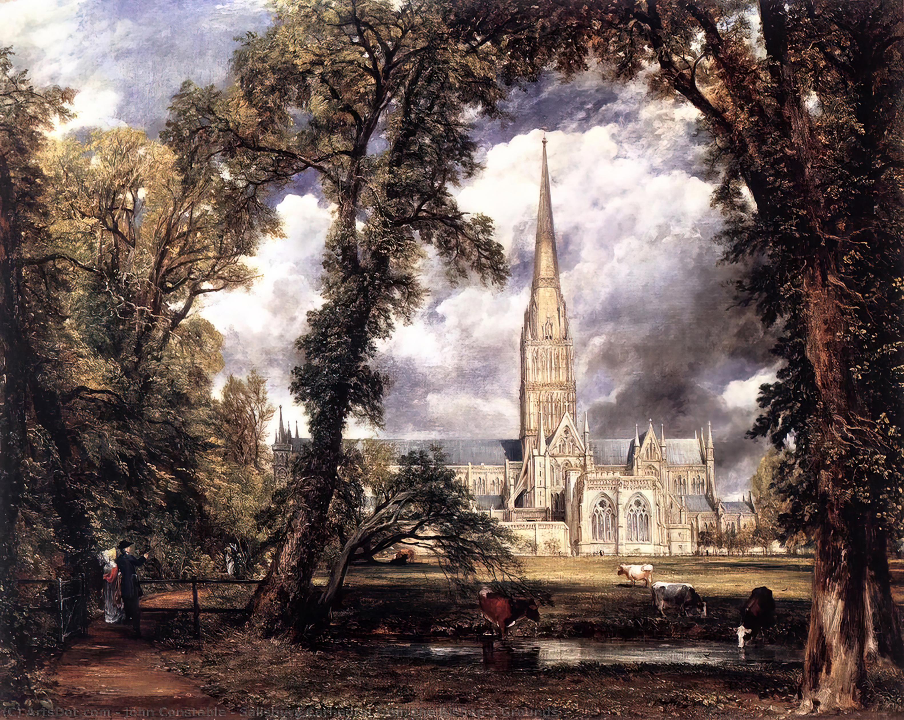 Order Paintings Reproductions Salisbury Cathedral from the Bishop`s Grounds, 1823 by John Constable (1776-1837, United Kingdom) | ArtsDot.com