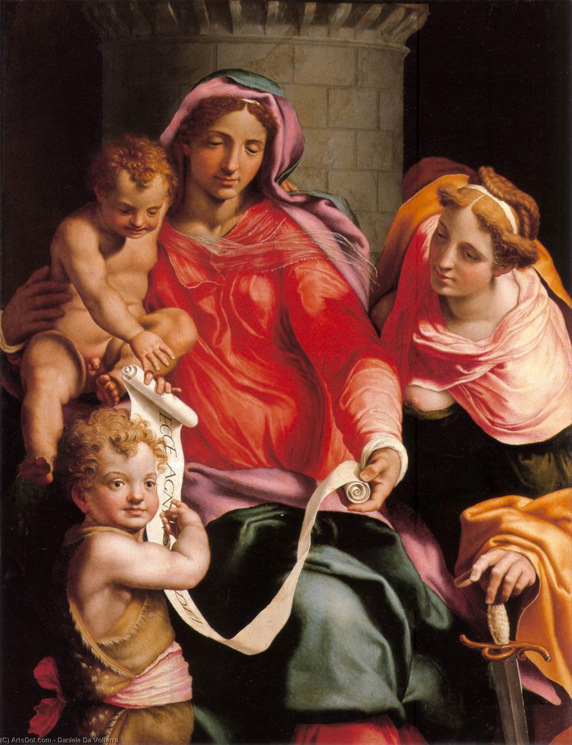 Order Oil Painting Replica Madonna with Child, Sts Giovannino and Barbara, 1548 by Daniele Da Volterra (1509-1566, Italy) | ArtsDot.com