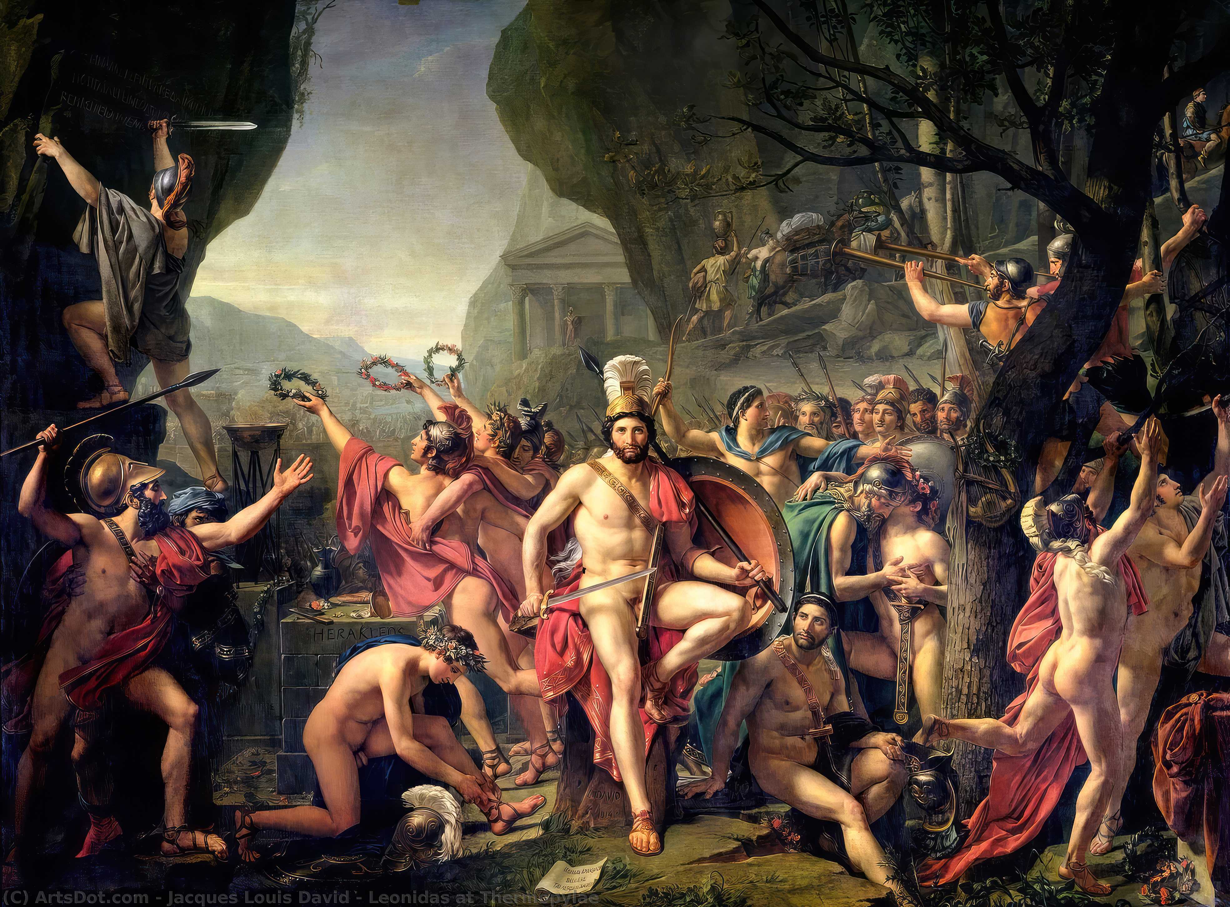 Order Oil Painting Replica Leonidas at Thermopylae, 1814 by Jacques Louis David (1748-1800, France) | ArtsDot.com