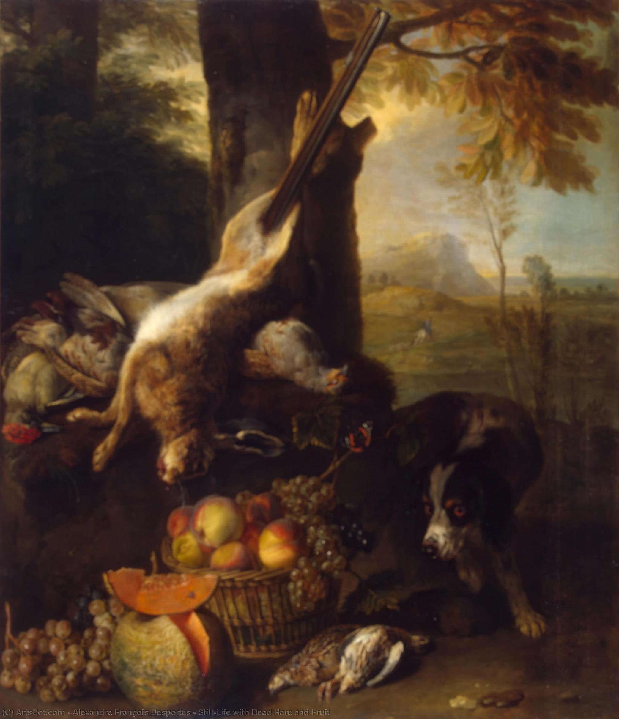 Order Art Reproductions Still-Life with Dead Hare and Fruit, 1711 by Alexandre François Desportes (1661-1743, France) | ArtsDot.com