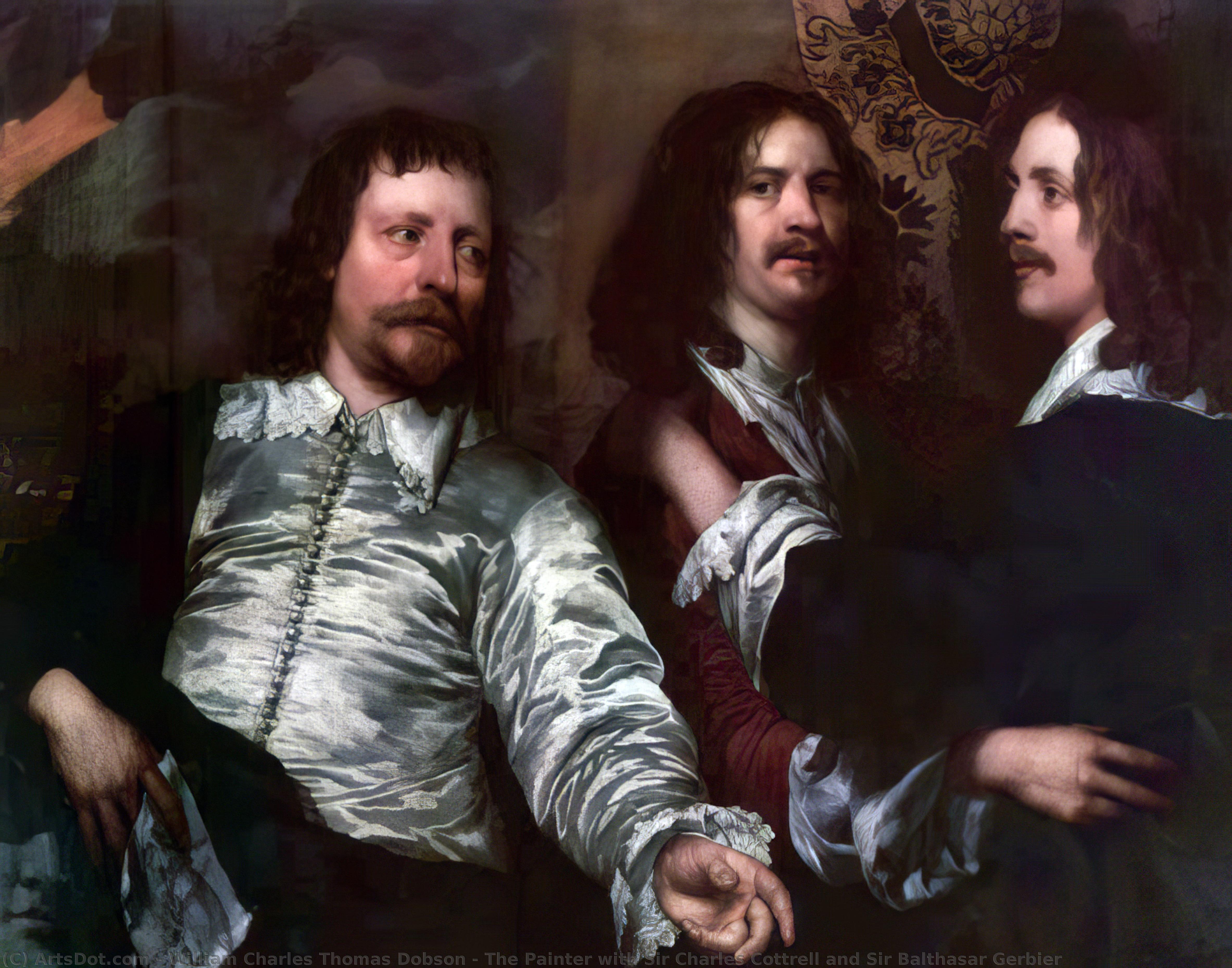 Order Oil Painting Replica The Painter with Sir Charles Cottrell and Sir Balthasar Gerbier by William Charles Thomas Dobson (1610-1646, Germany) | ArtsDot.com