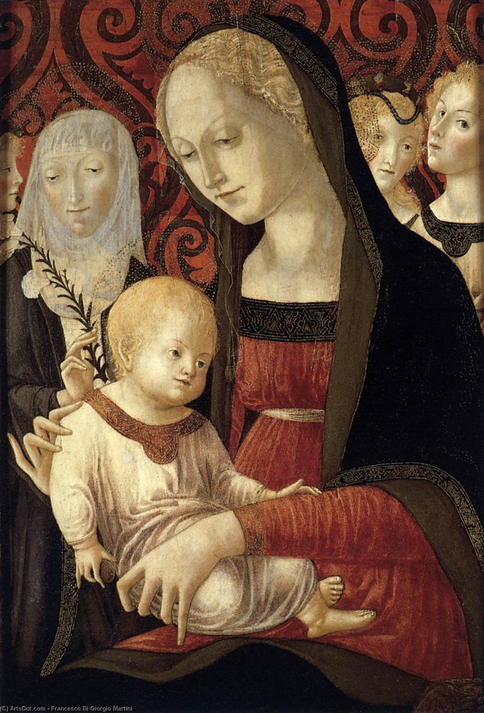 Order Paintings Reproductions Virgin and Child with St Catherine and Angels, 1490 by Francesco Di Giorgio Martini (1439-1502, Italy) | ArtsDot.com