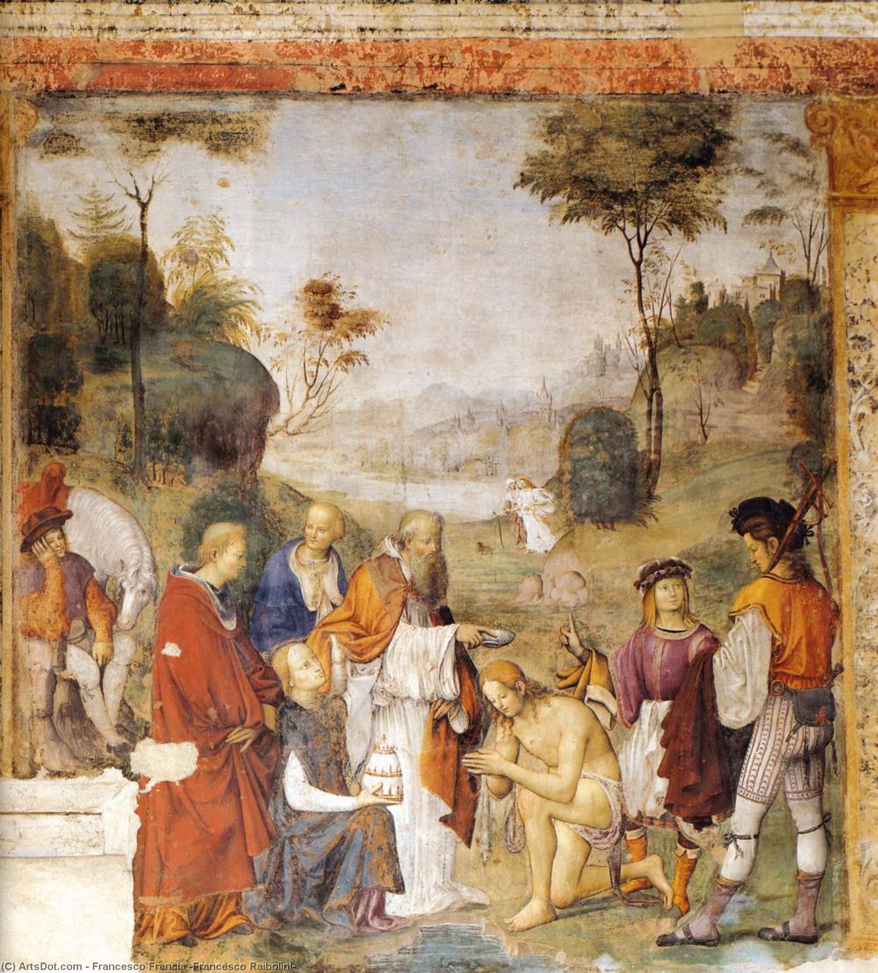 Order Art Reproductions Legend of Sts Cecilia and Valerian, Scene 3, 1504 by Francesco Francia (Francesco Raibolini) (1450-1517, Italy) | ArtsDot.com