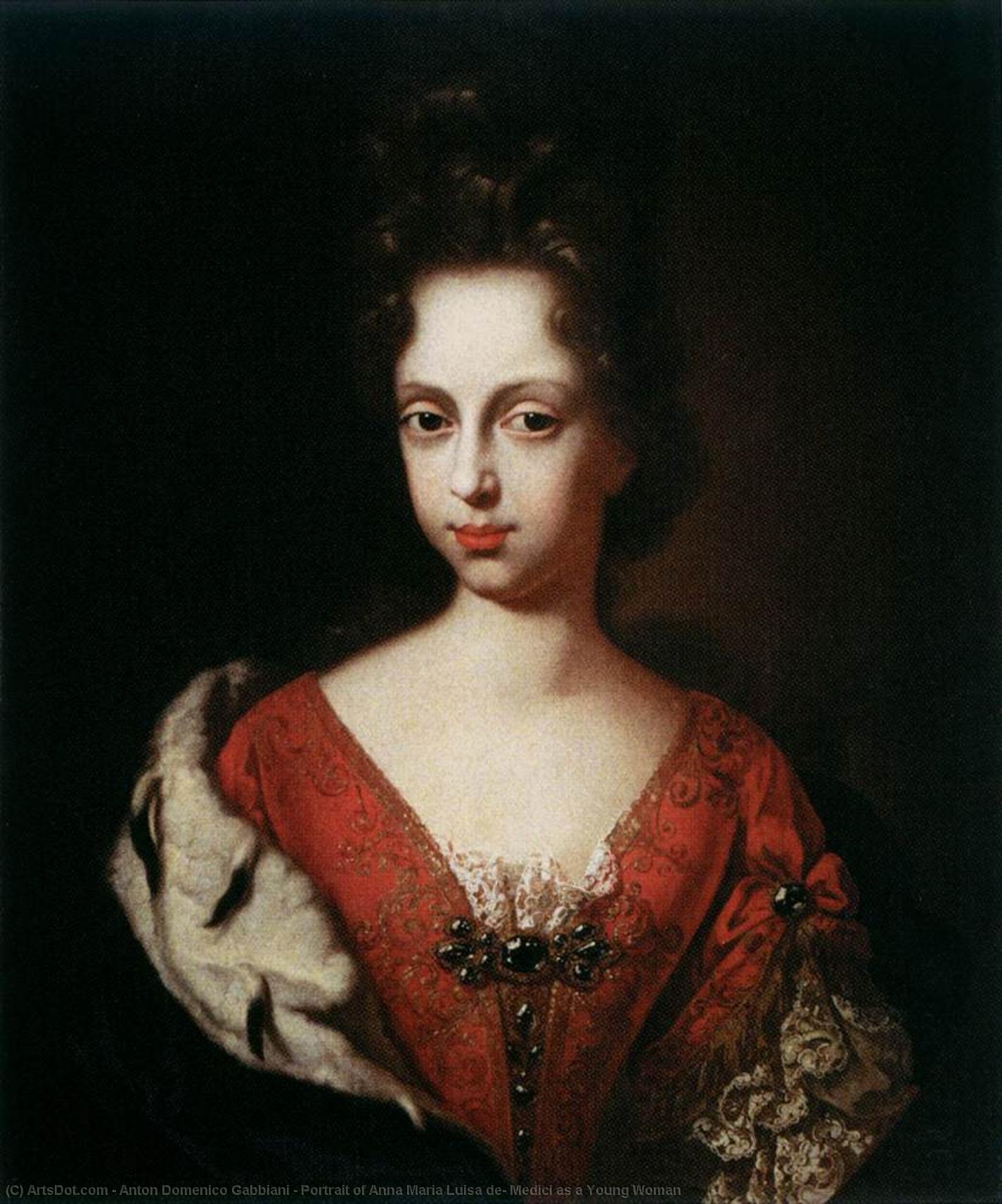 Buy Museum Art Reproductions Portrait of Anna Maria Luisa de` Medici as a Young Woman, 1685 by Anton Domenico Gabbiani (1652-1726, Italy) | ArtsDot.com