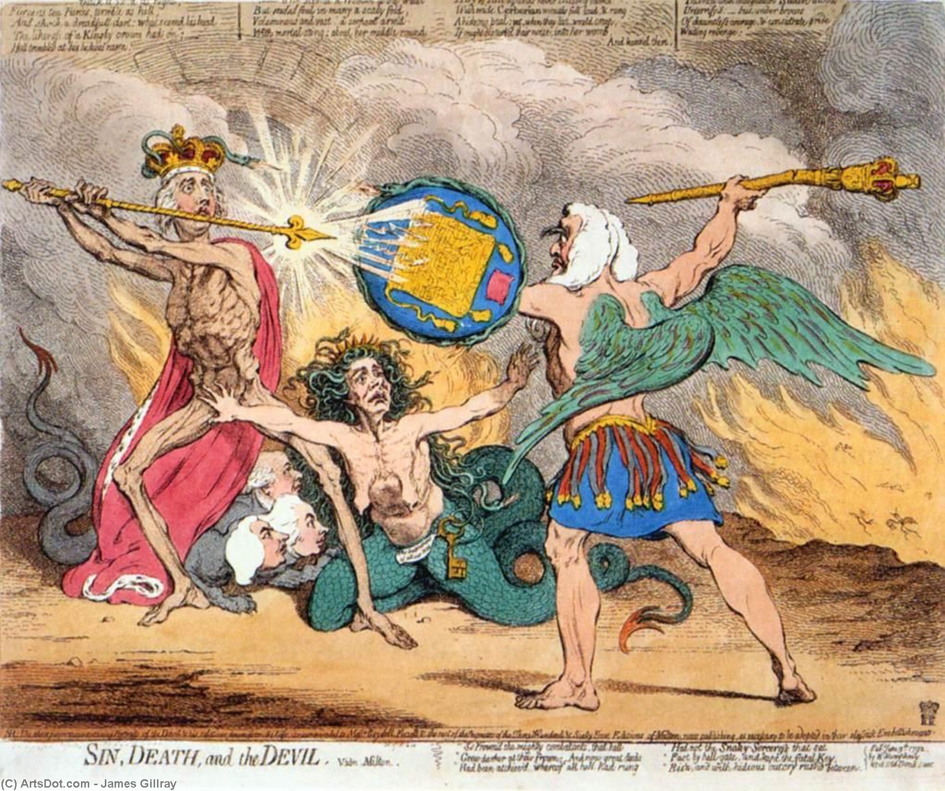 Buy Museum Art Reproductions Sin, Death and the Devil, 1792 by James Gillray (1756-1815, United Kingdom) | ArtsDot.com