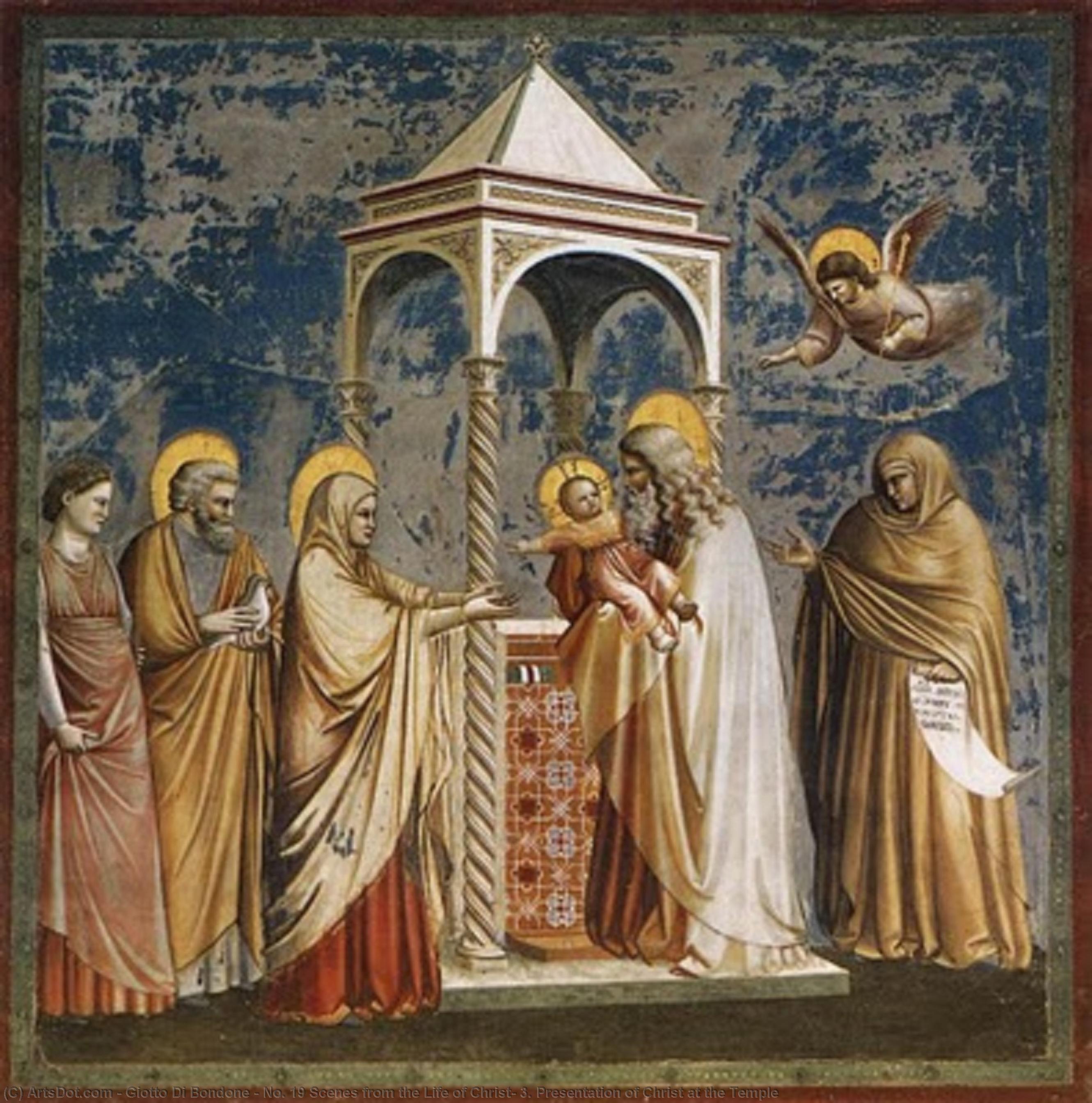顺序 手工油畫 第19号 基督生平: 3. 在圣殿上介绍基督, 1304 通过 Giotto Di Bondone (1267-1337, Italy) | ArtsDot.com