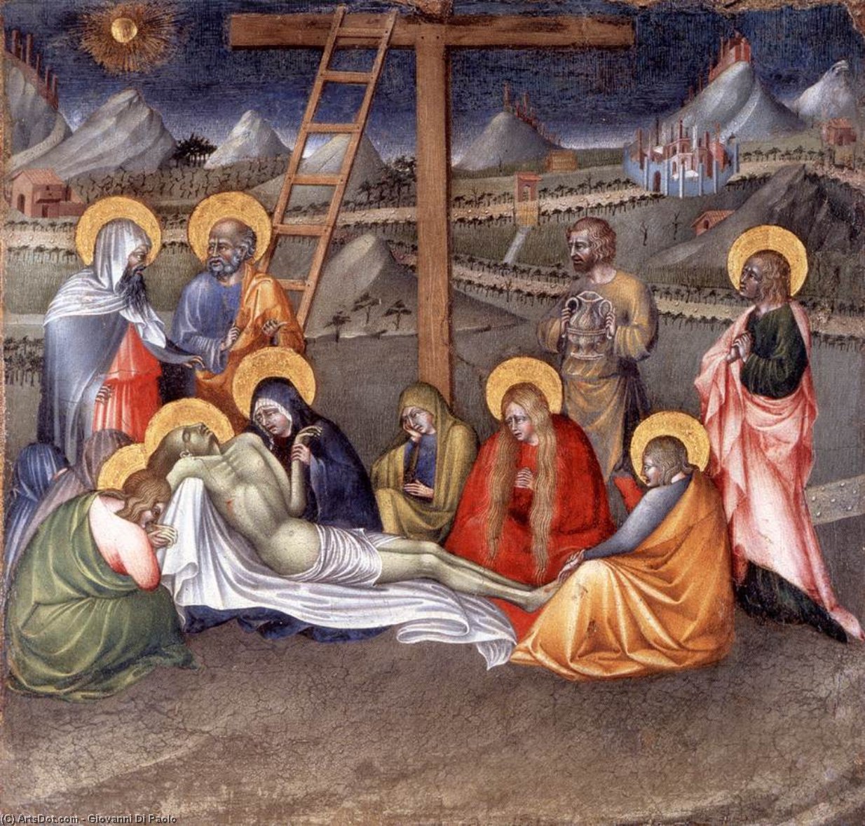Order Oil Painting Replica Lamentation over the Dead Christ, 1430 by Giovanni Di Paolo (1403-1482, Italy) | ArtsDot.com