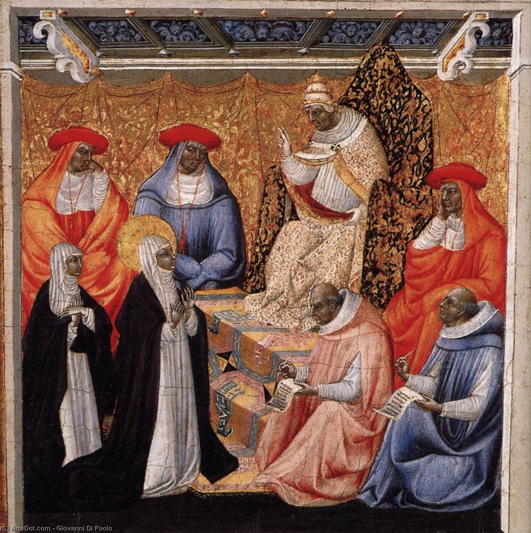 Buy Museum Art Reproductions St Catherine before the Pope at Avignon, 1460 by Giovanni Di Paolo (1403-1482, Italy) | ArtsDot.com