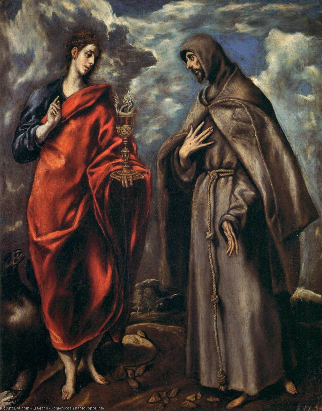 Order Paintings Reproductions Sts John and Francis, 1600 by El Greco (Doménikos Theotokopoulos) (1541-1614, Greece) | ArtsDot.com