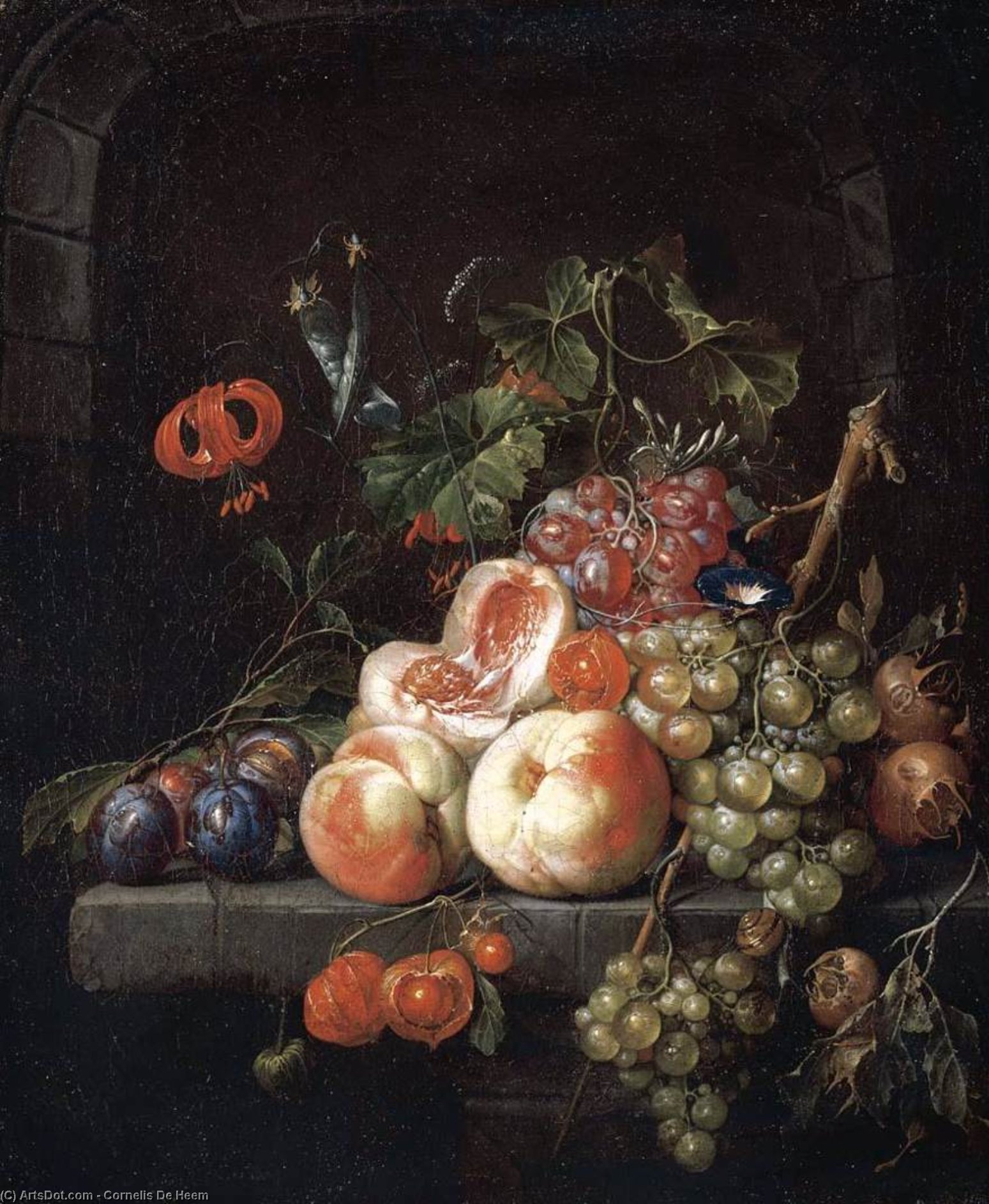 Order Oil Painting Replica Still-Life of Fruit by Cornelis De Heem (1631-1695, Netherlands) | ArtsDot.com
