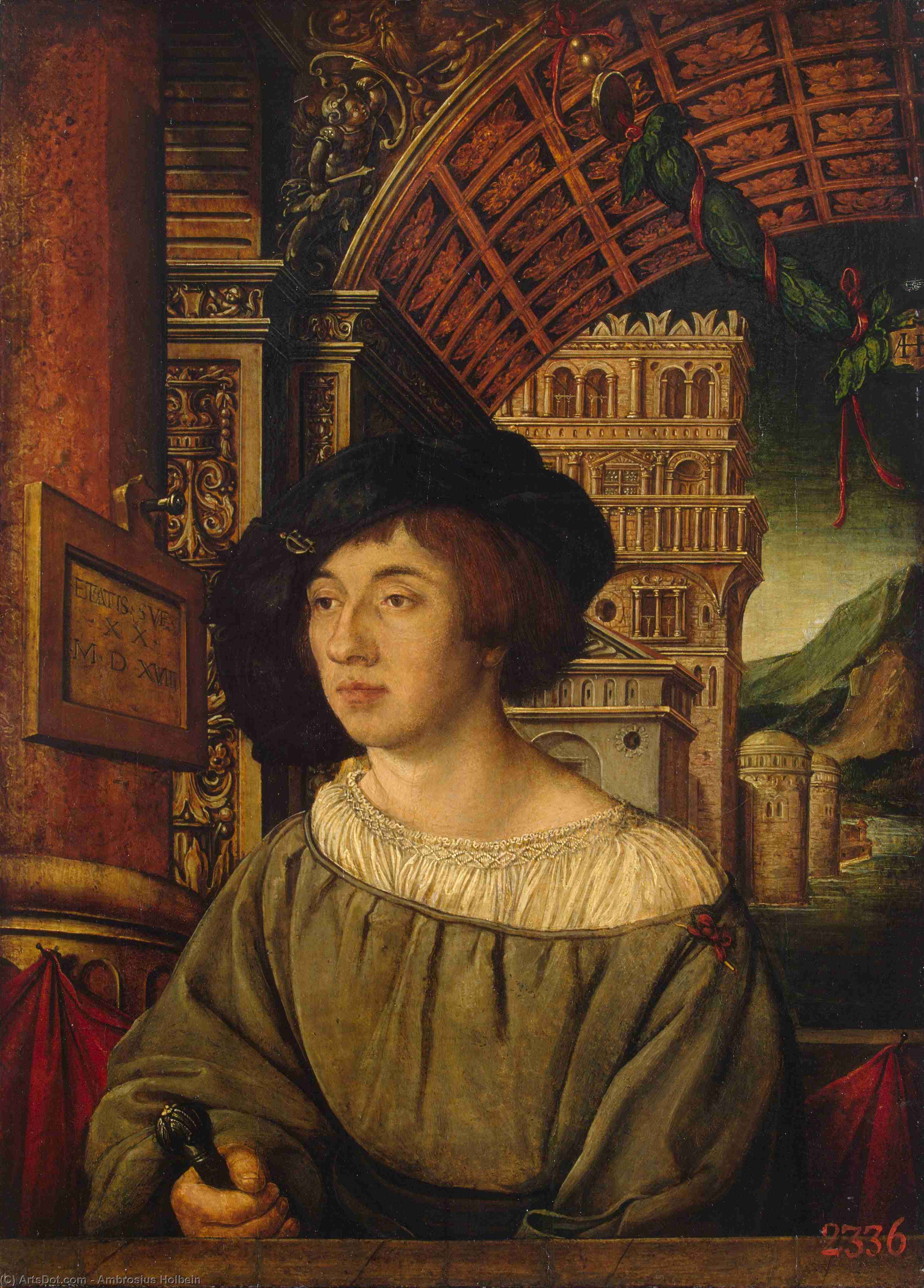 Buy Museum Art Reproductions Portrait of a Young Man, 1518 by Ambrosius Holbein (1494-1519, Germany) | ArtsDot.com