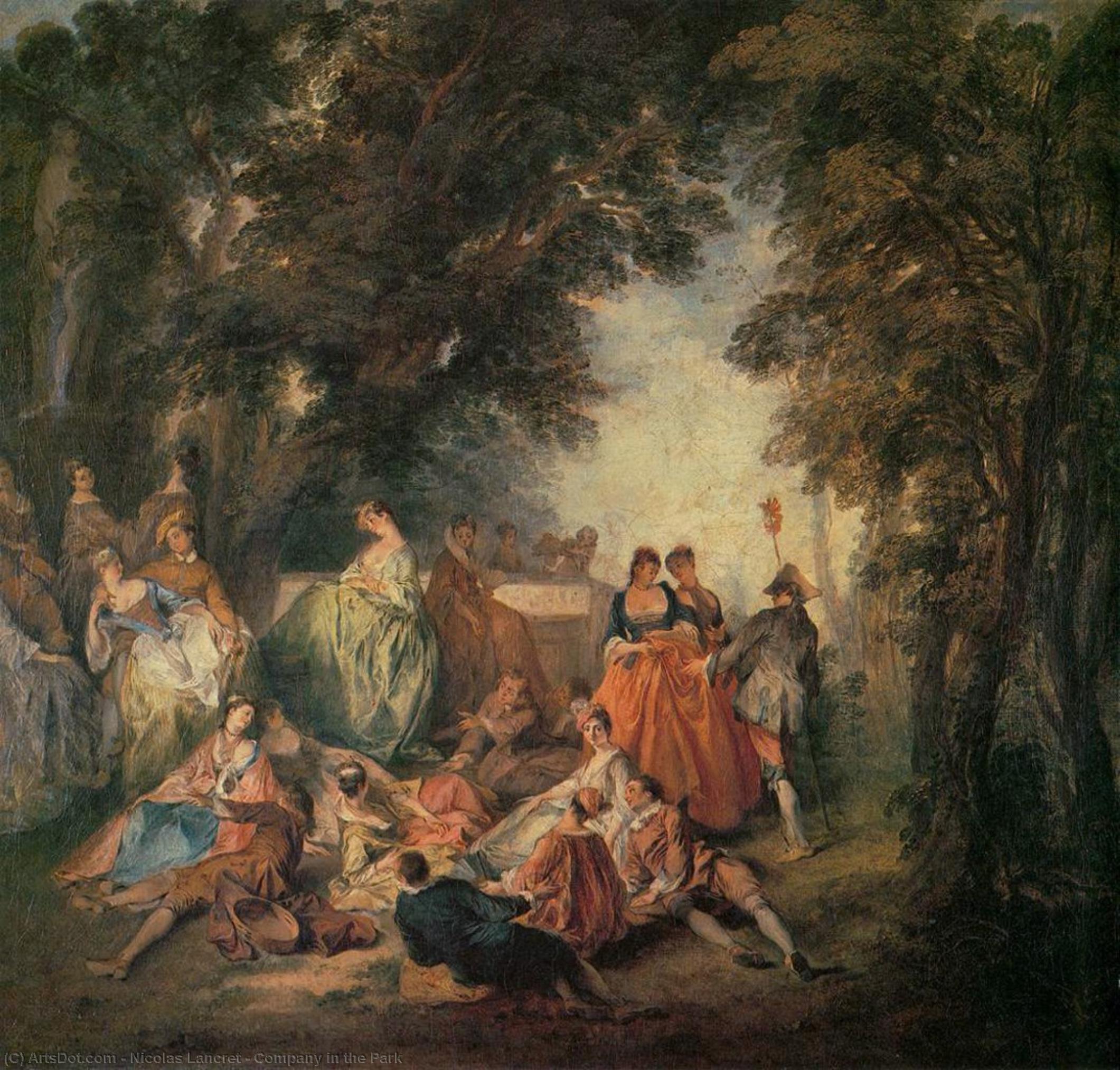 Order Oil Painting Replica Company in the Park by Nicolas Lancret (1690-1743, France) | ArtsDot.com