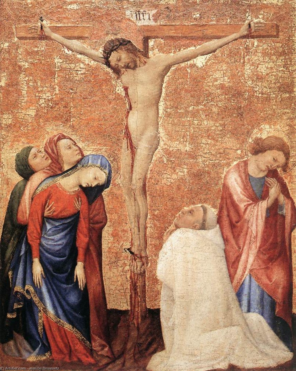 Order Artwork Replica Christ on the Cross with a Carthusian Monk, 1389 by Jean De Beaumetz (1335-1396, France) | ArtsDot.com