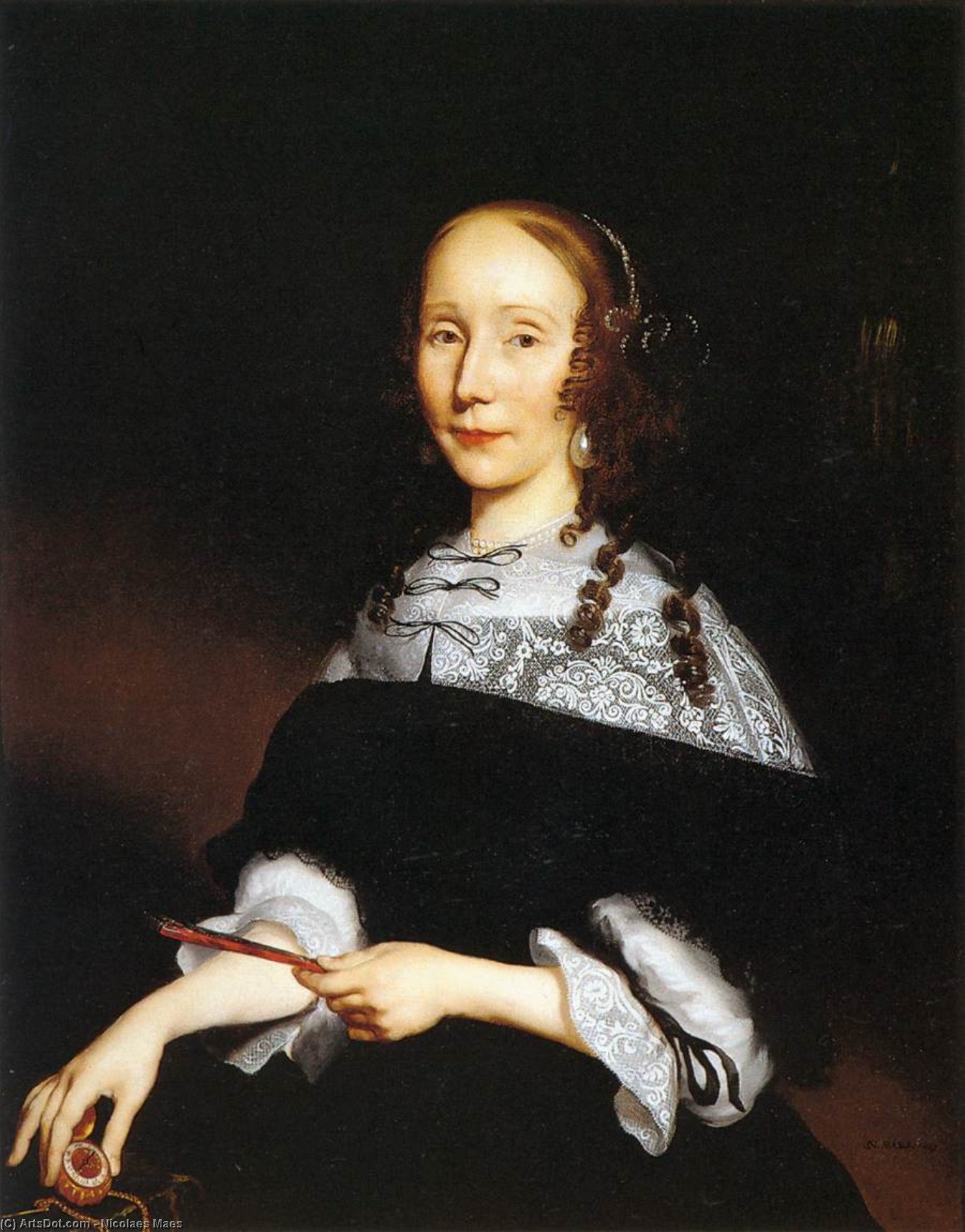 Order Oil Painting Replica Portrait of a Woman, 1666 by Nicolaes Maes (1634-1693, Netherlands) | ArtsDot.com