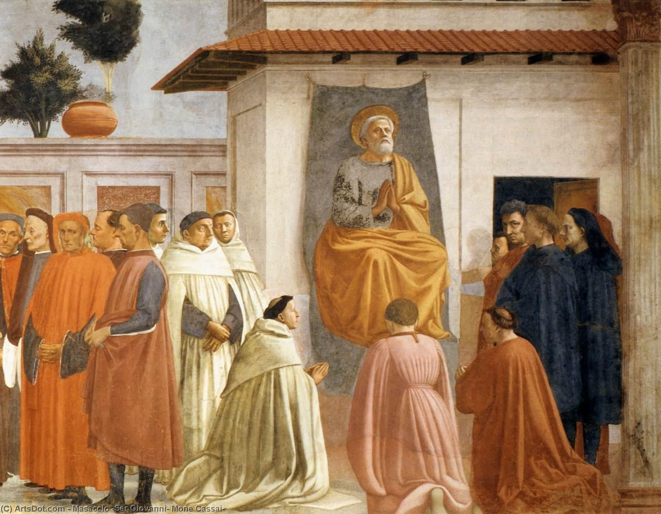 Buy Museum Art Reproductions Raising of the Son of Theophilus and St Peter Enthroned (detail), 1426 by Masaccio (Ser Giovanni, Mone Cassai) (1401-1429, Italy) | ArtsDot.com