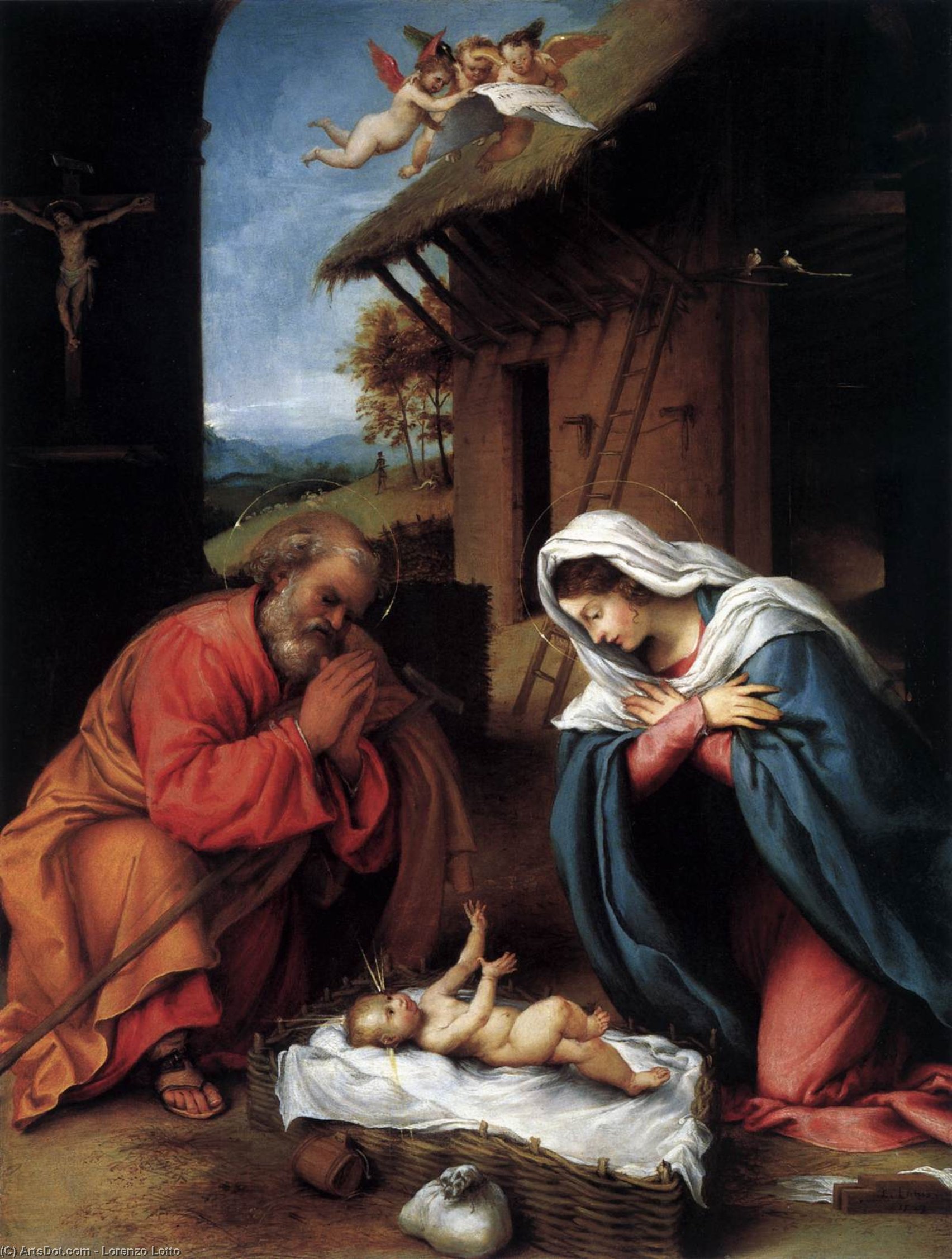 Order Artwork Replica Nativity, 1523 by Lorenzo Lotto (1480-1556, Italy) | ArtsDot.com