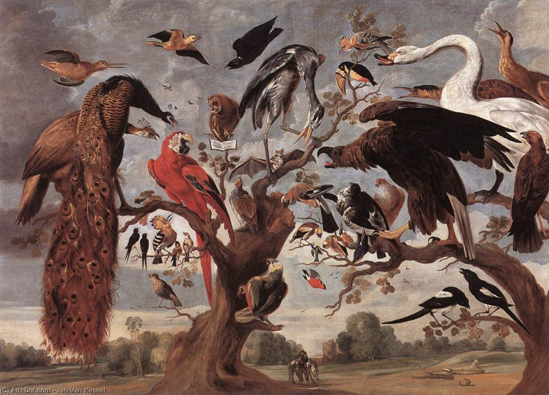 Order Oil Painting Replica The Mockery of the Owl by Jan Van Kessel (1641-1680, Belgium) | ArtsDot.com