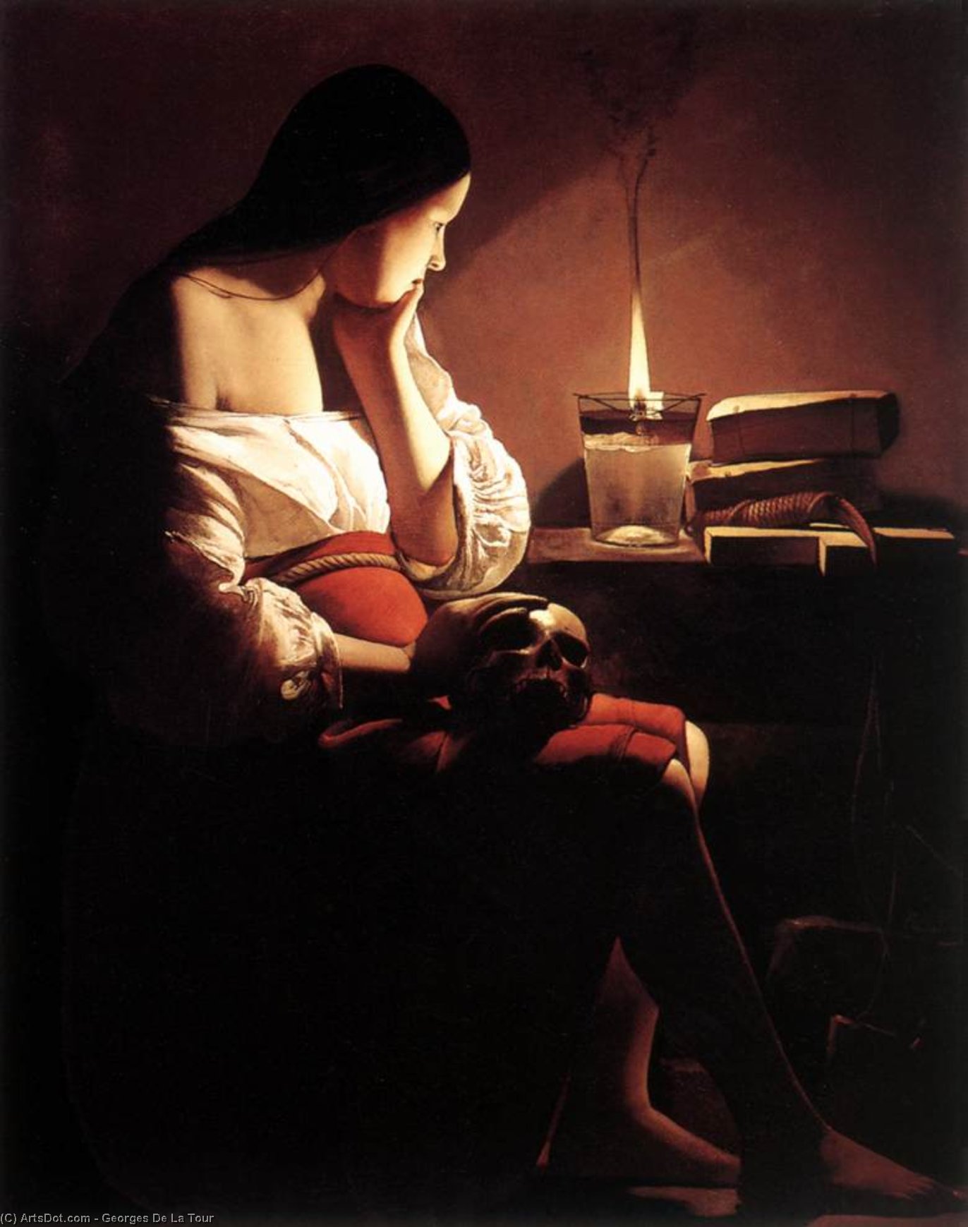 Order Paintings Reproductions Magdalen with the Smoking Flame, 1640 by Georges De La Tour (1593-1652, France) | ArtsDot.com