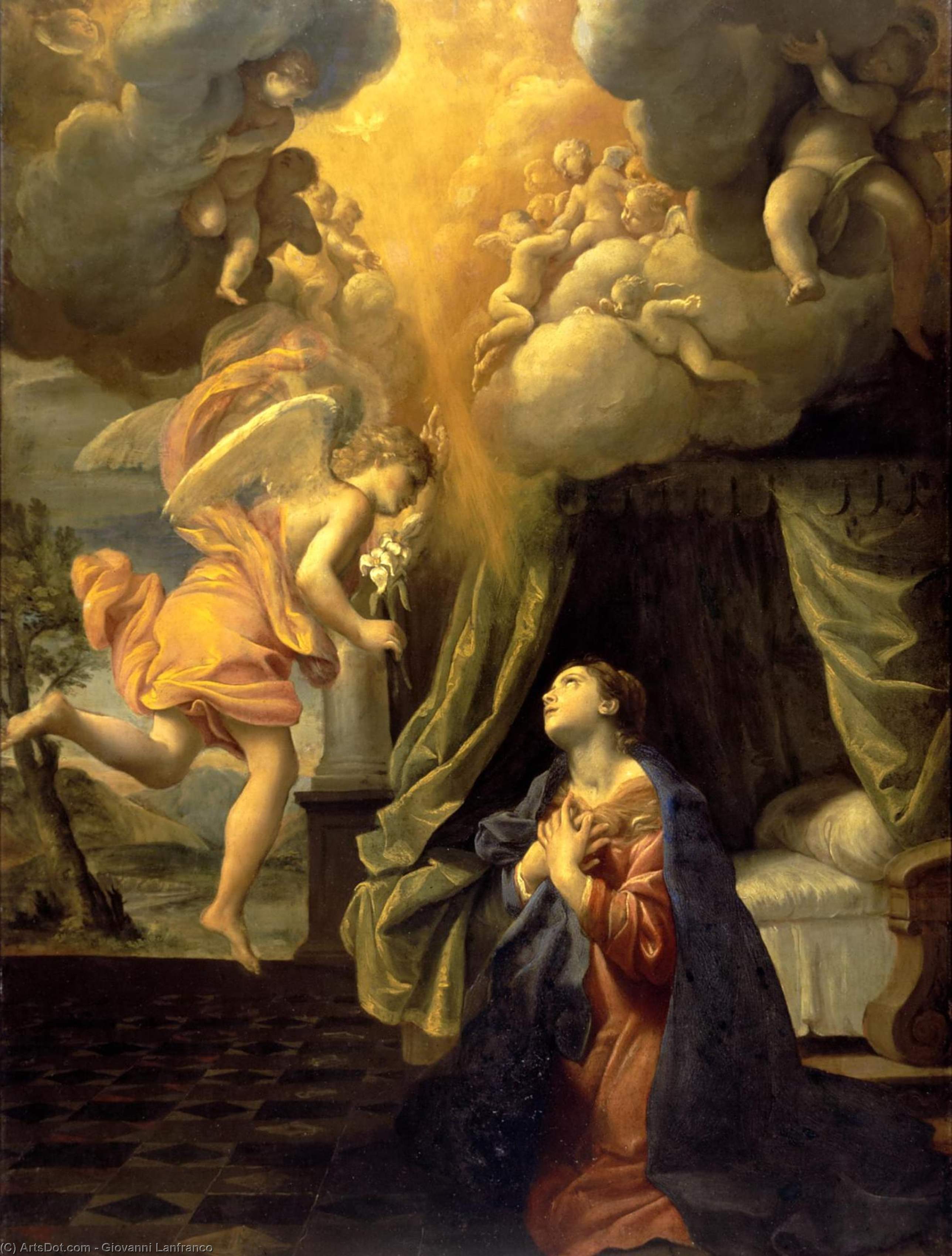 Order Paintings Reproductions The Annunciation, 1610 by Giovanni Lanfranco (1582-1647, Italy) | ArtsDot.com