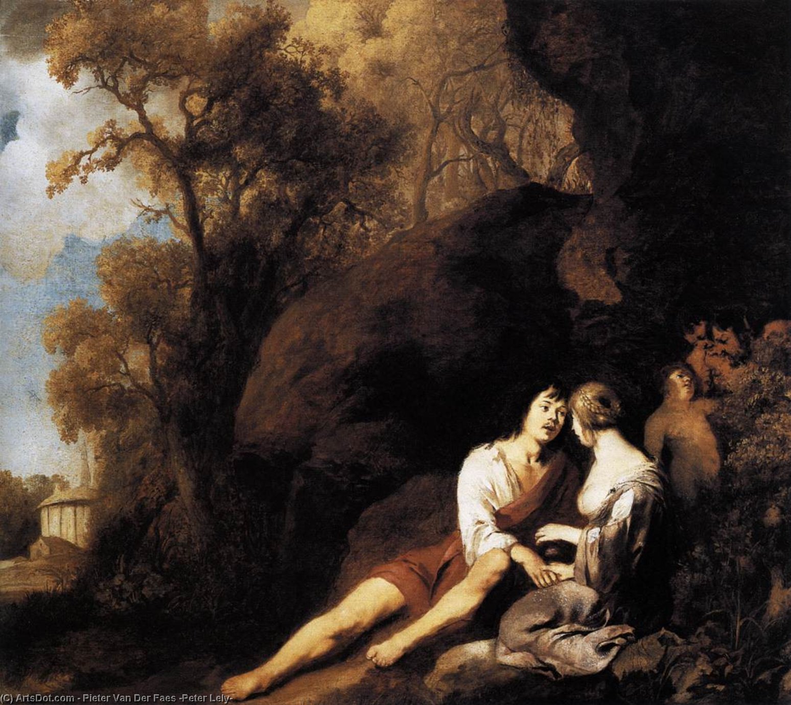Buy Museum Art Reproductions Amorous Couple in a Landscape, 1640 by Pieter Van Der Faes (Peter Lely) (1618-1680, Germany) | ArtsDot.com