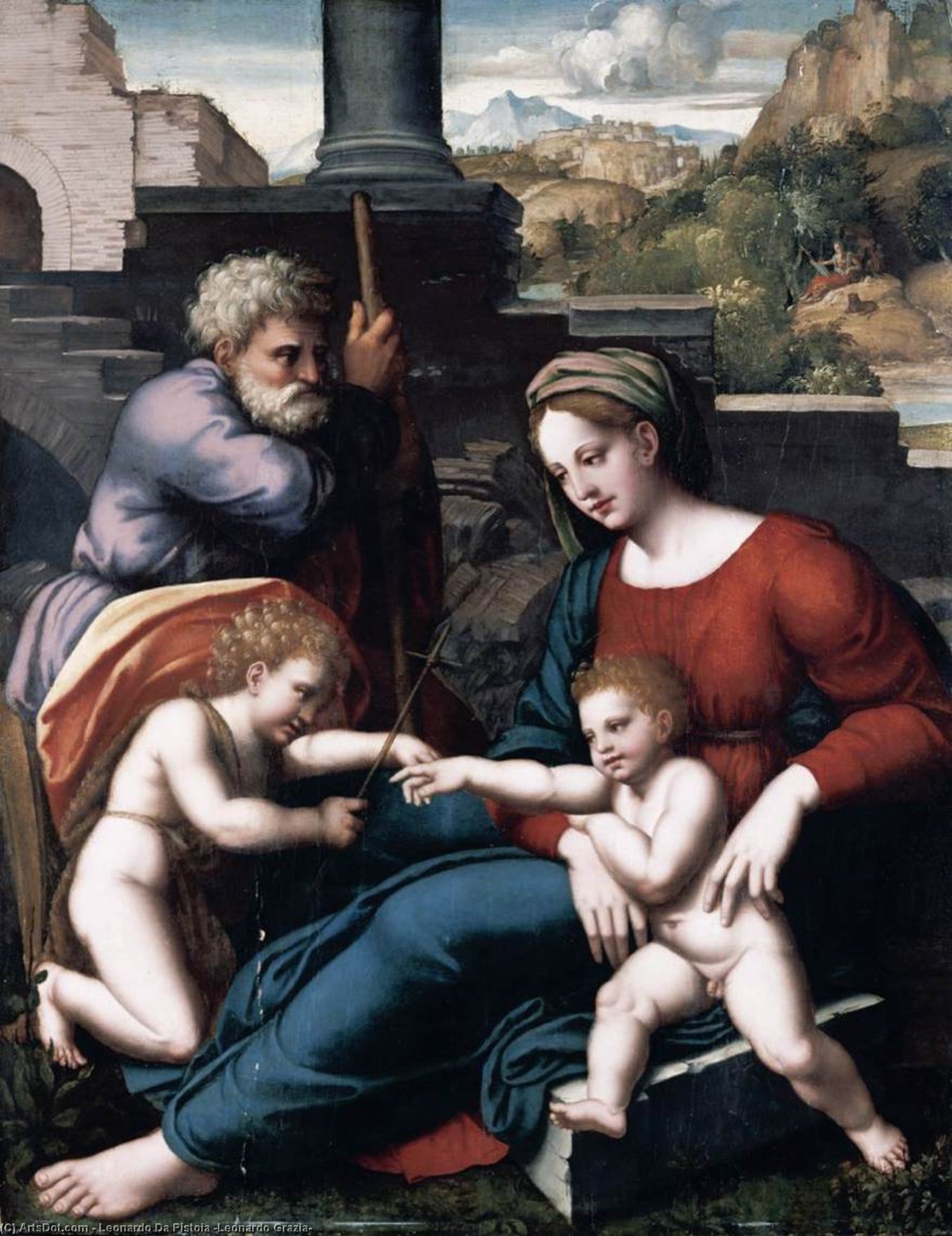 Buy Museum Art Reproductions The Holy Family with the Infant St John by Leonardo Da Pistoia (Leonardo Grazia) (1502-1548, Italy) | ArtsDot.com