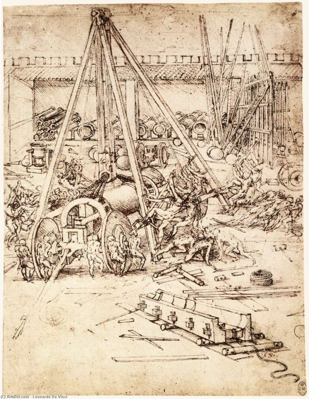 Order Oil Painting Replica Cannon foundry, 1487 by Leonardo Da Vinci (1452-1519, Italy) | ArtsDot.com