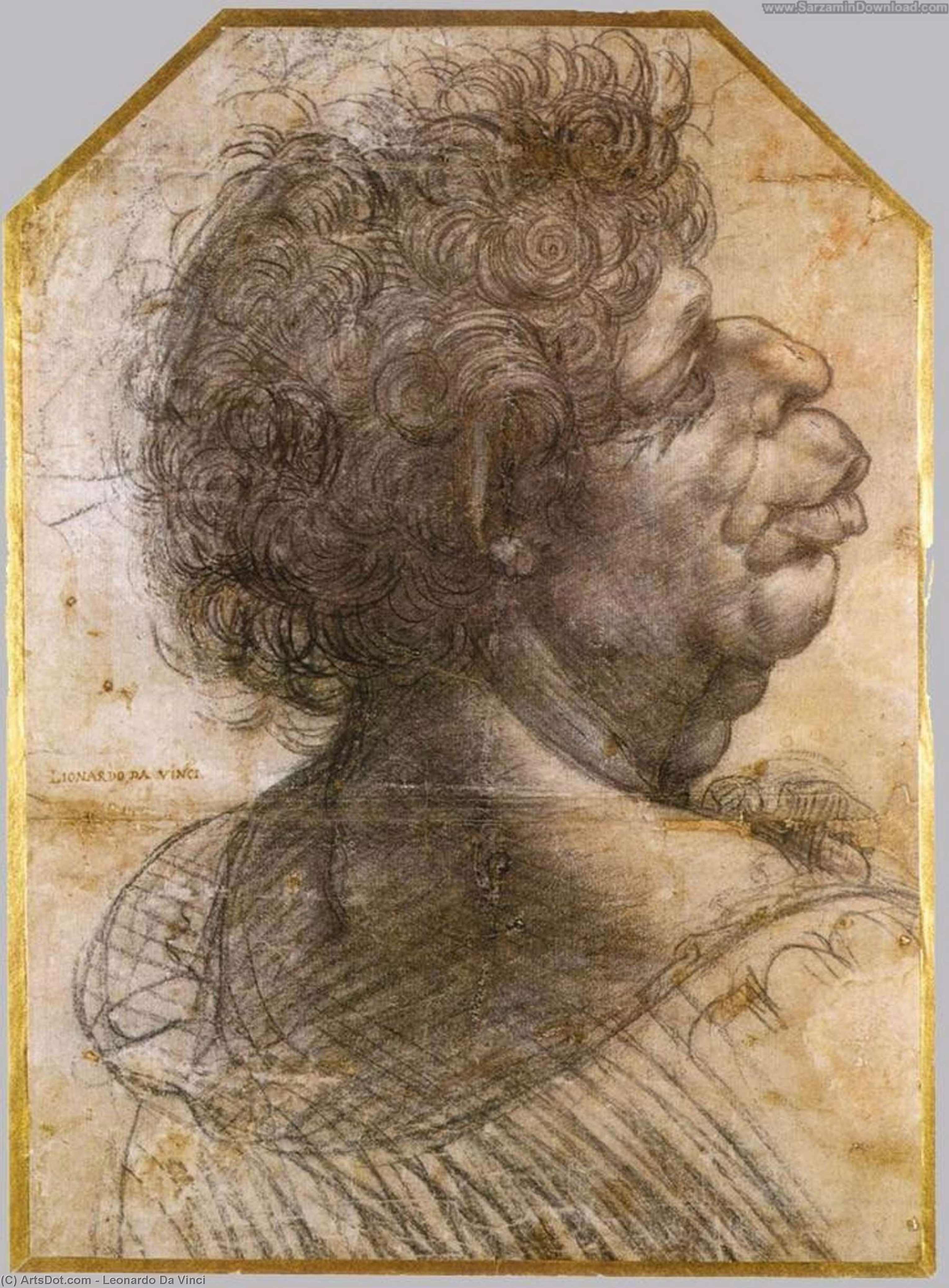 Order Oil Painting Replica Grotesque head, 1500 by Leonardo Da Vinci (1452-1519, Italy) | ArtsDot.com