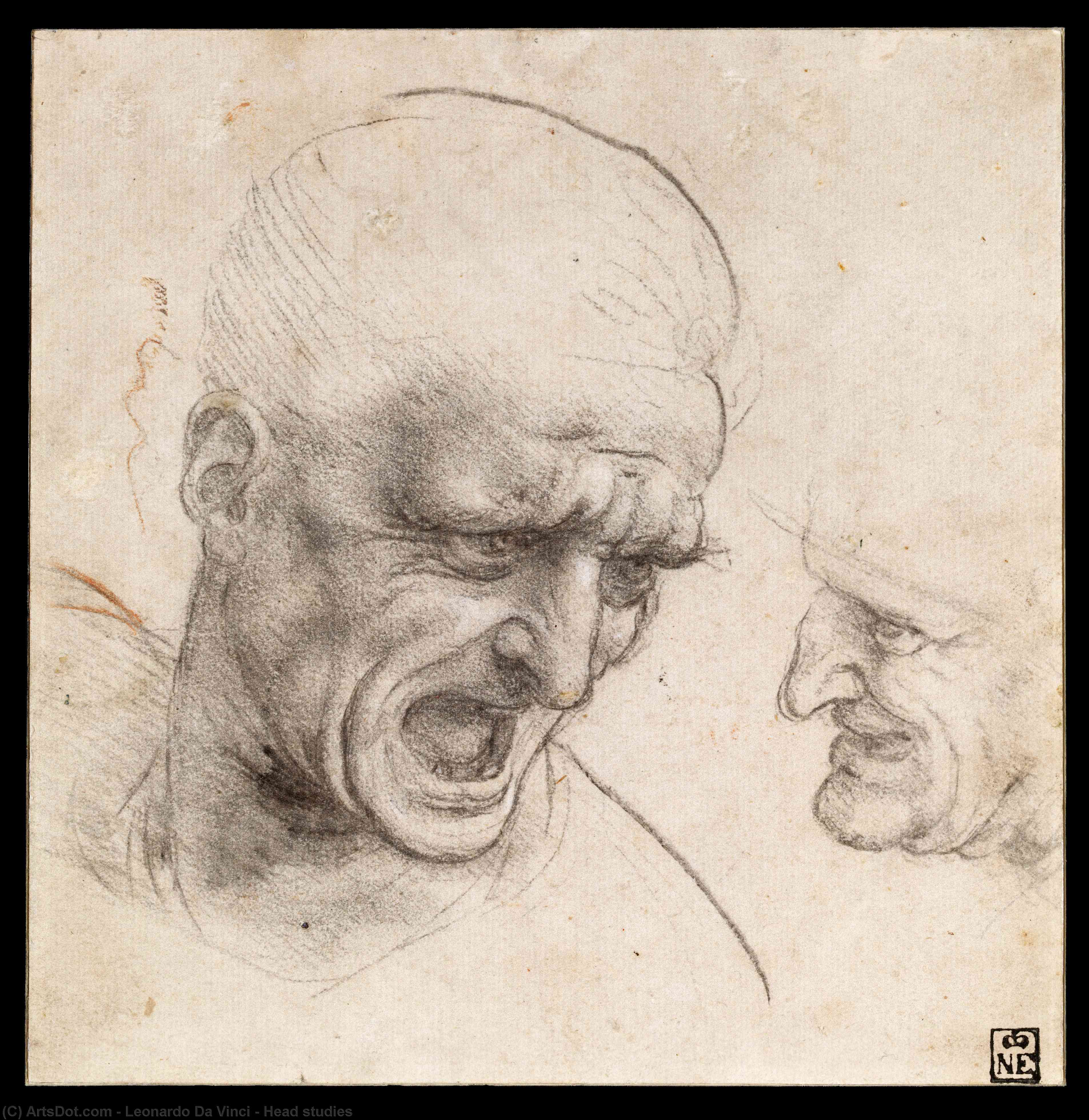 Order Artwork Replica Head studies, 1504 by Leonardo Da Vinci (1452-1519, Italy) | ArtsDot.com