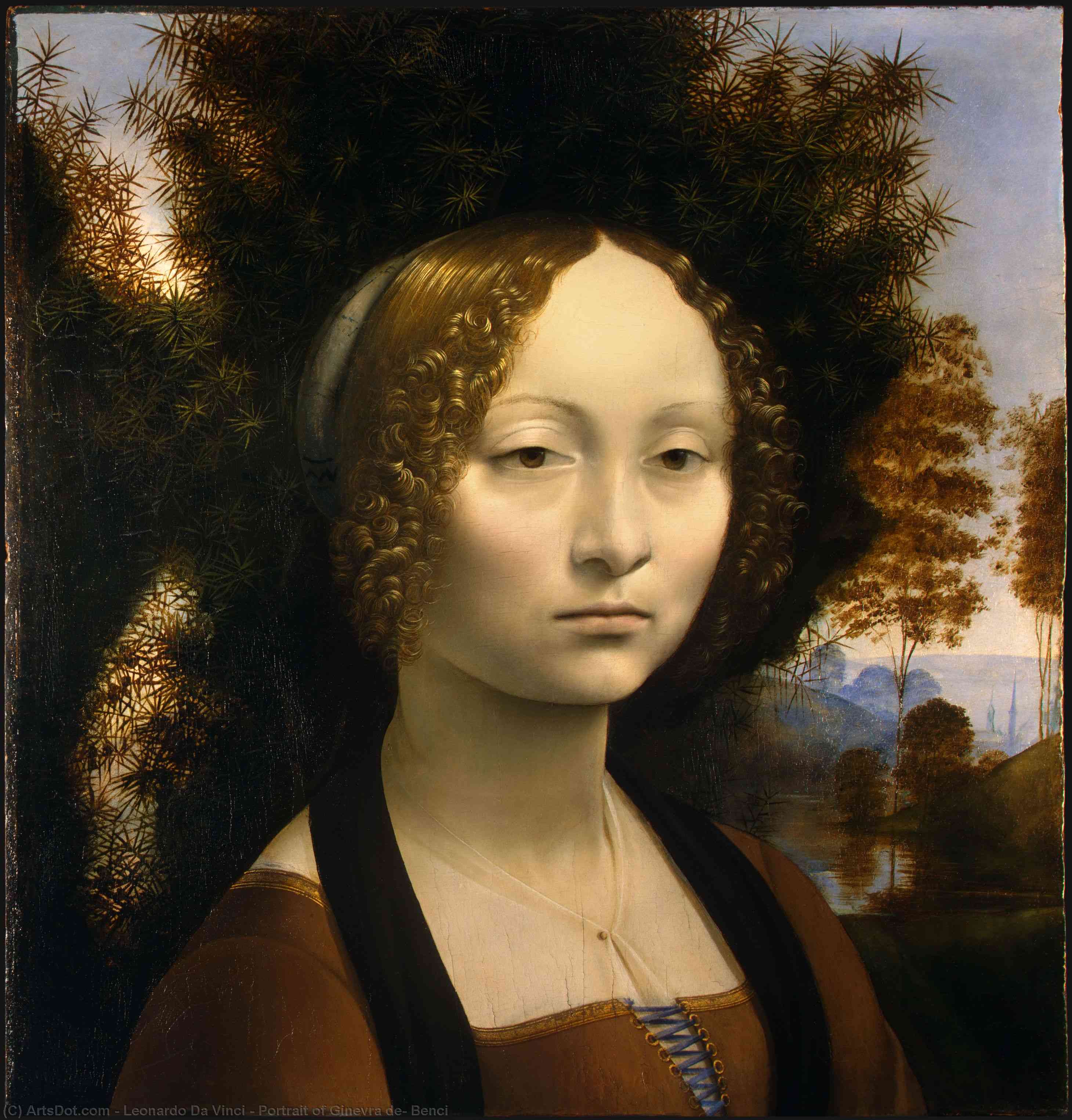 Order Art Reproductions Portrait of Ginevra de` Benci, 1474 by Leonardo Da Vinci (1452-1519, Italy) | ArtsDot.com