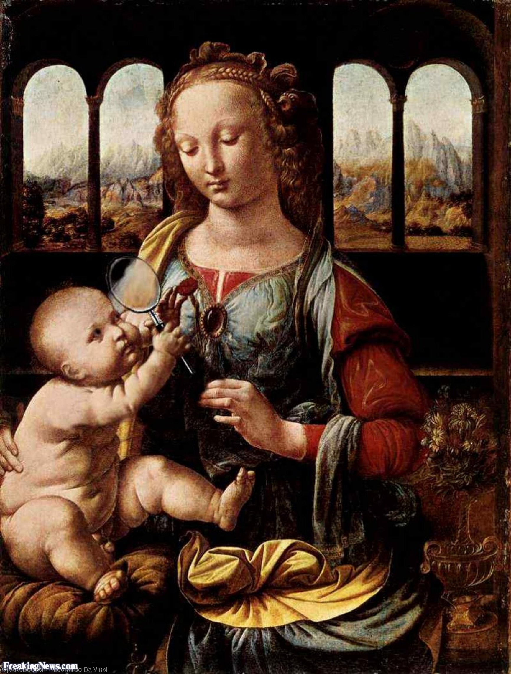 Buy Museum Art Reproductions The Madonna of the Carnation, 1478 by Leonardo Da Vinci (1452-1519, Italy) | ArtsDot.com