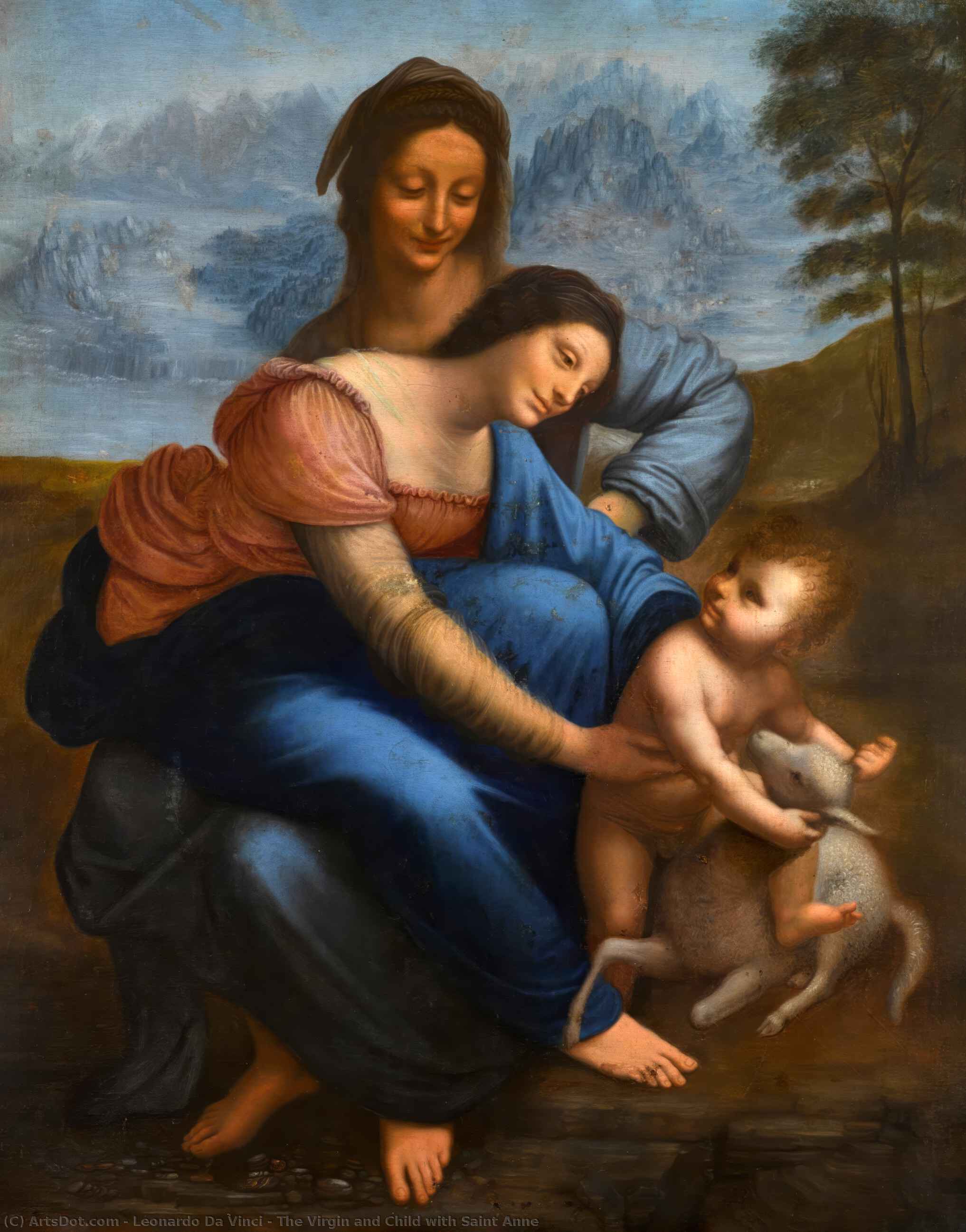 Achat Reproductions De Qualité Musée La Vierge et l`Enfant avec Sainte Anne, 1510 de Leonardo Da Vinci (1452-1519, Italy) | ArtsDot.com