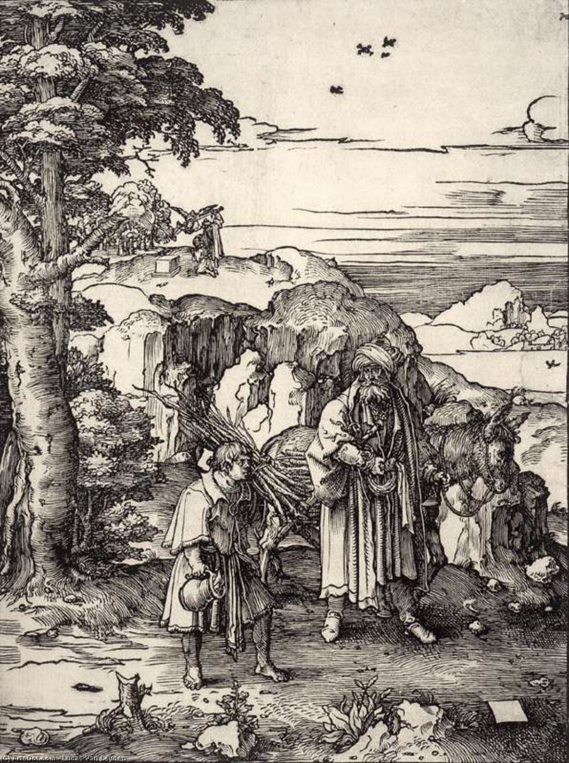 Order Artwork Replica Abraham and Isaac on Their Way to the Place of Sacrifice, 1517 by Lucas Van Leyden (1494-1533, Netherlands) | ArtsDot.com