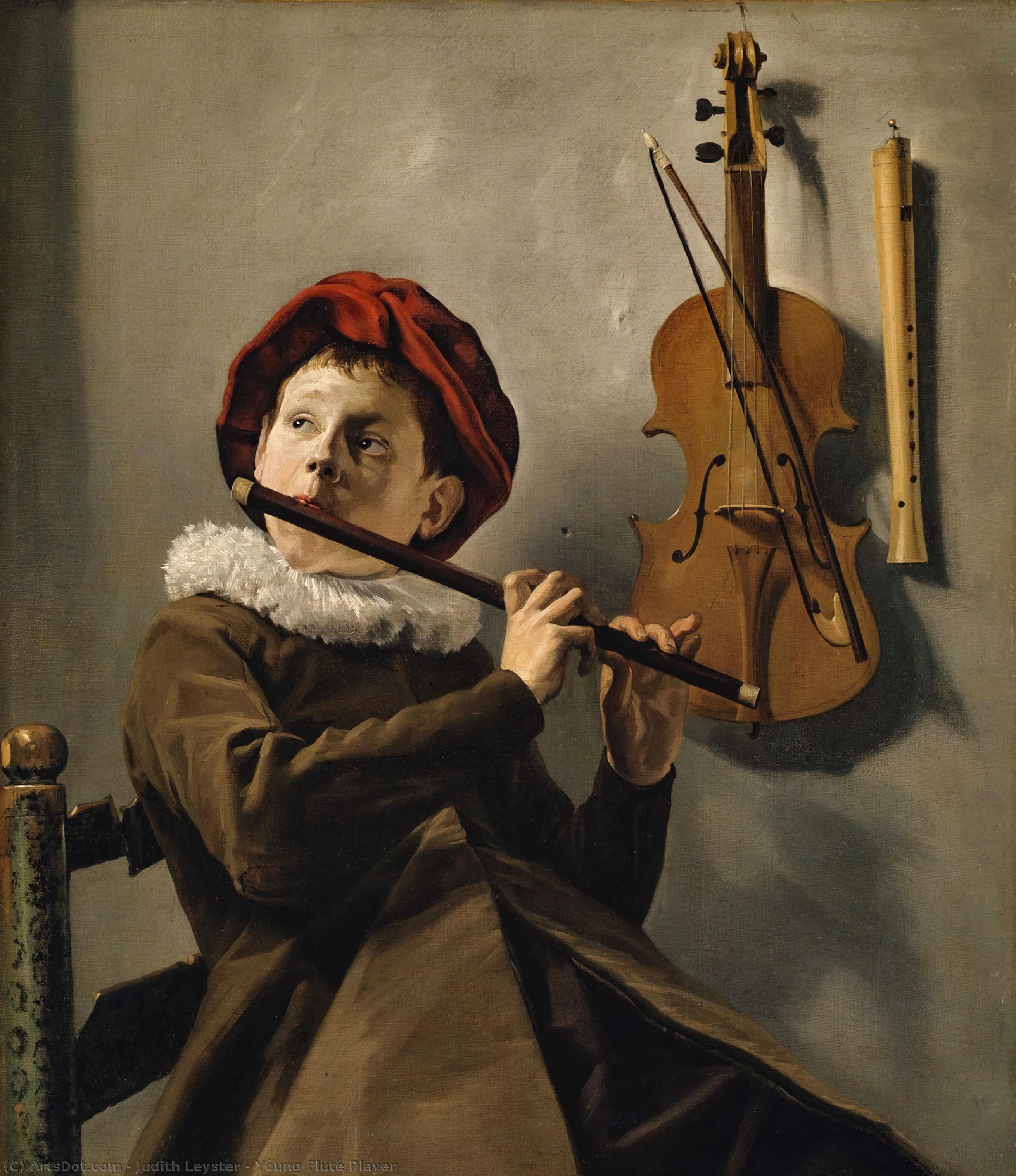 順序 絵画のコピー ヤングフルートプレーヤー, 1635 バイ Judith Leyster (1609-1660, Netherlands) | ArtsDot.com