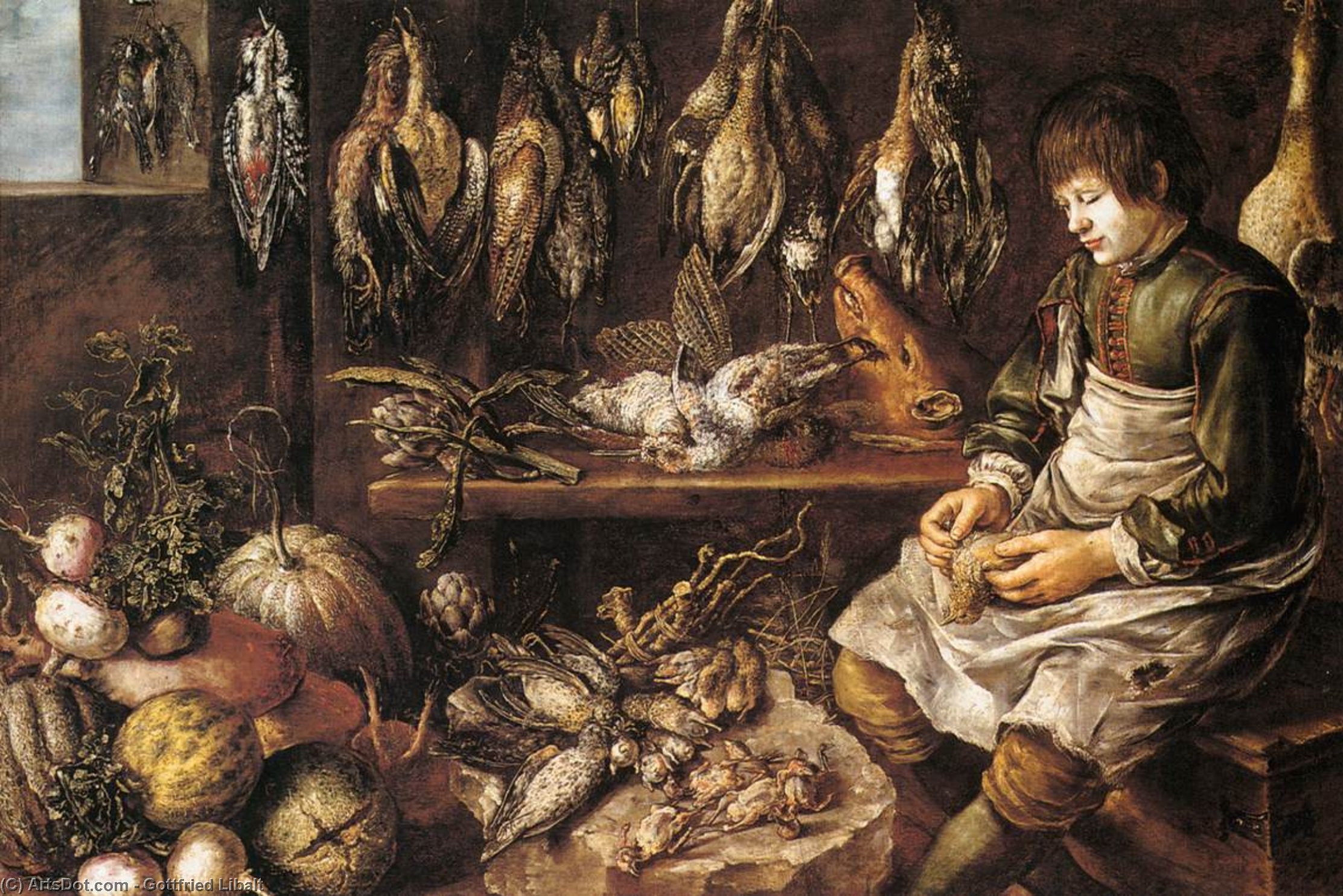 Order Oil Painting Replica Still-Life with Game-Birds by Gottfried Libalt (1610-1666, Germany) | ArtsDot.com
