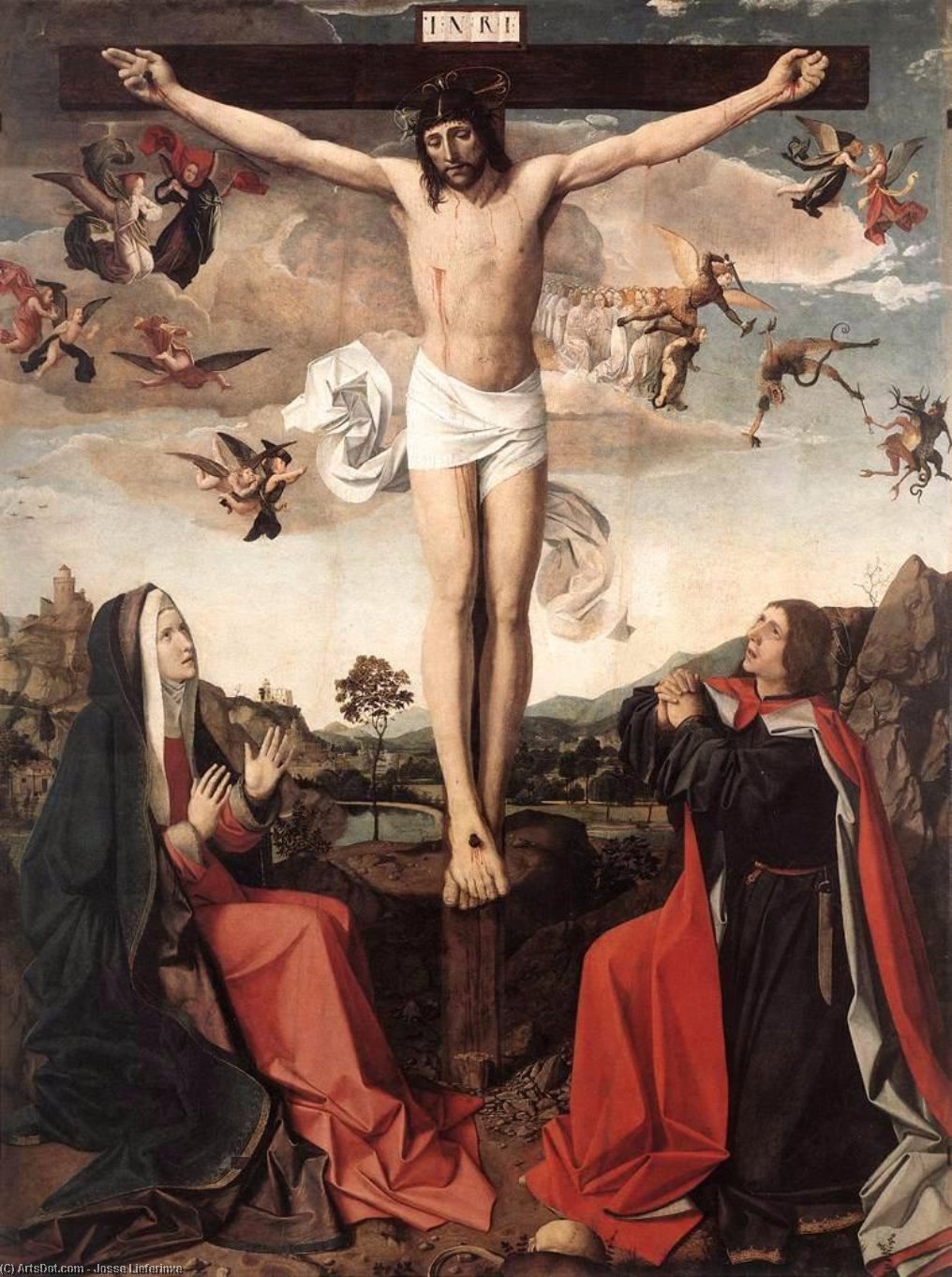 Buy Museum Art Reproductions Crucifixion, 1500 by Josse Lieferinxe (1493-1508, Netherlands) | ArtsDot.com
