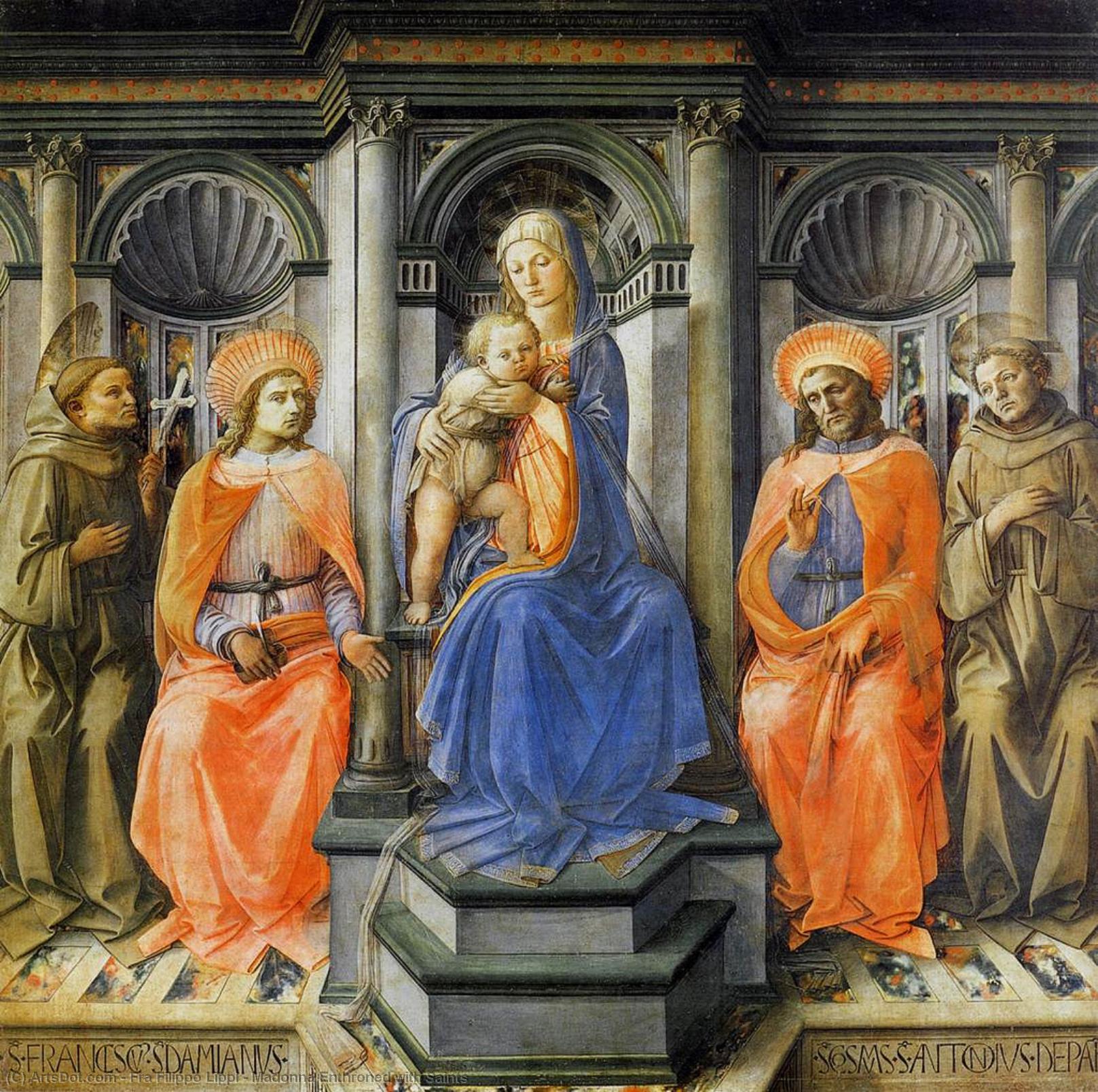 Order Oil Painting Replica Madonna Enthroned with Saints, 1445 by Fra Filippo Lippi (1406-1469, Italy) | ArtsDot.com
