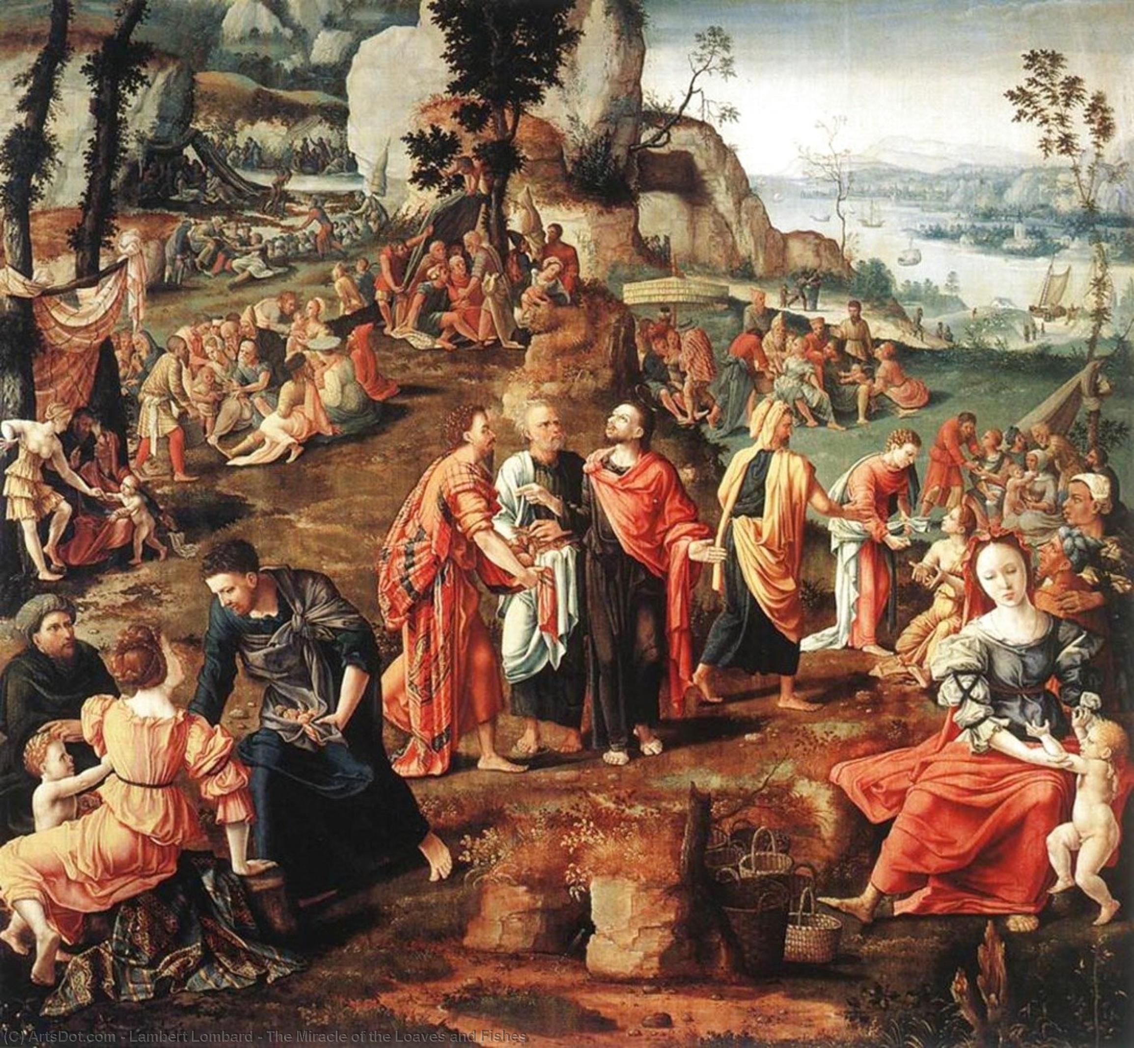 顺序 手工油畫 The Miracle of the Loaves and Fishes 通过 Lambert Lombard (1505-1566, Belgium) | ArtsDot.com