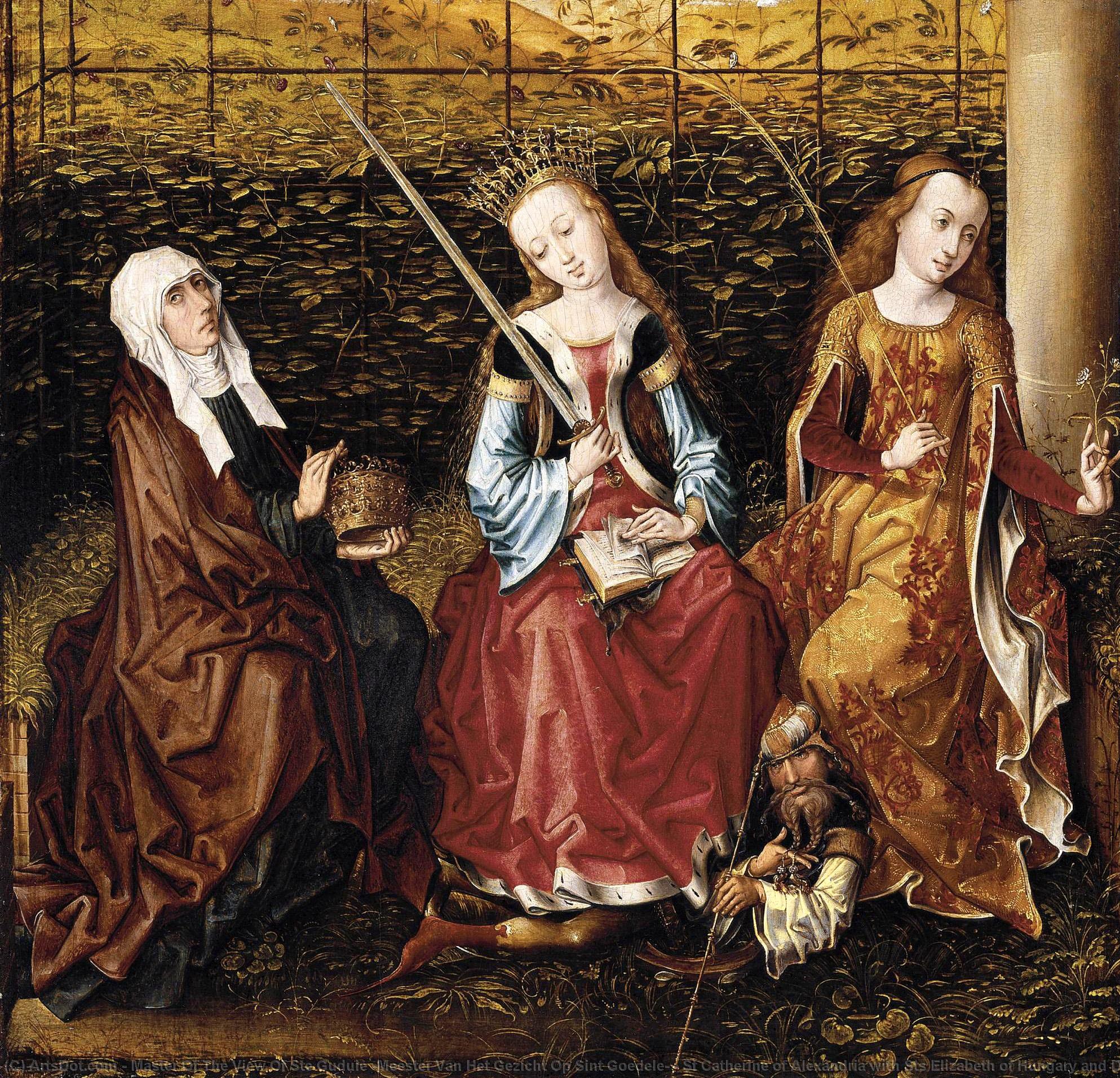St Catherine of Alexandria with Sts Elizabeth of Hungary and Dorothy, 1480 by Master Of The View Of Ste Gudule (Meester Van Het Gezicht Op Sint Goedele) Master Of The View Of Ste Gudule (Meester Van Het Gezicht Op Sint Goedele) | ArtsDot.com