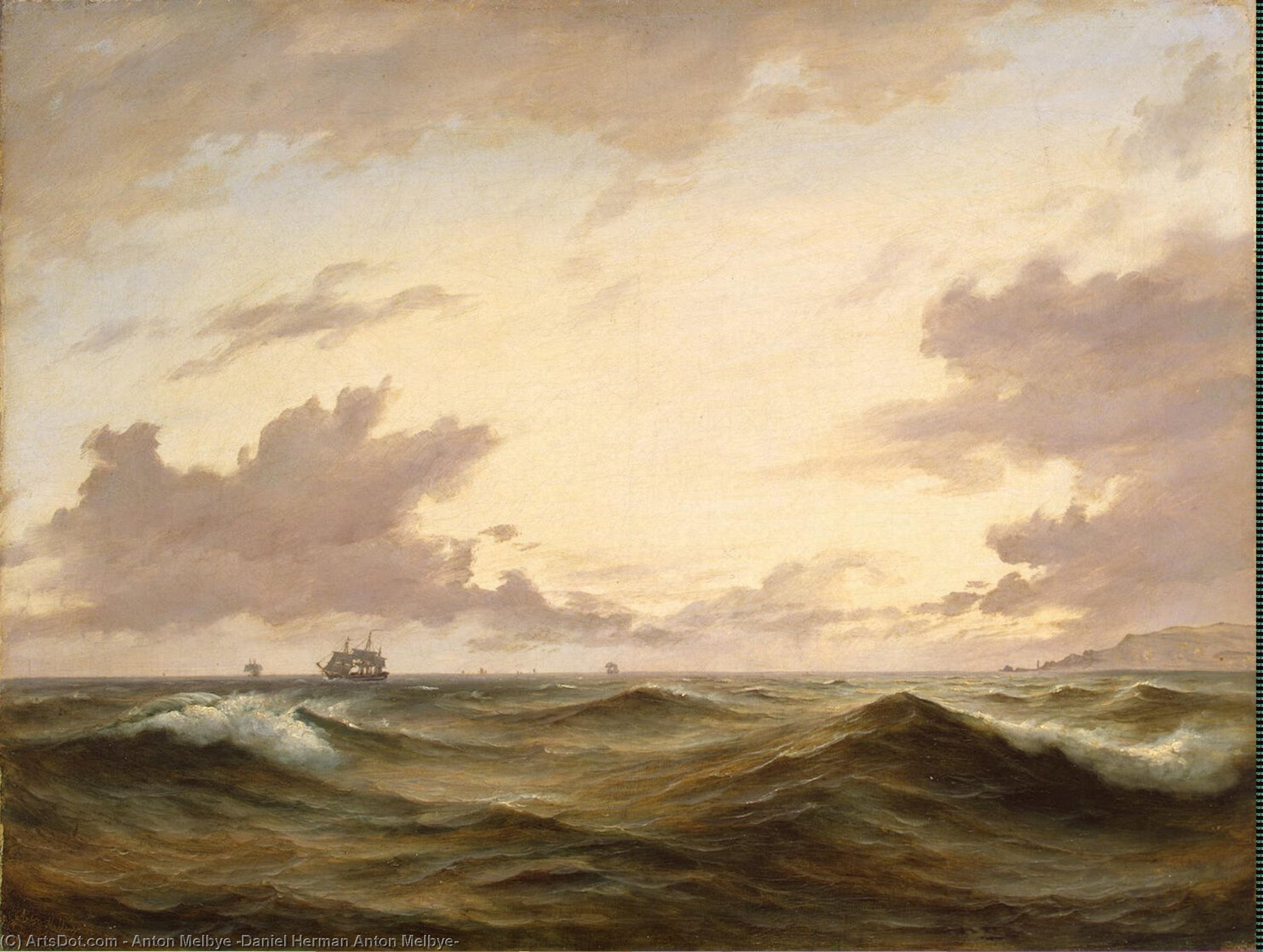 Buy Museum Art Reproductions Seascape, 1843 by Anton Melbye (Daniel Herman Anton Melbye) (1818-1875) | ArtsDot.com