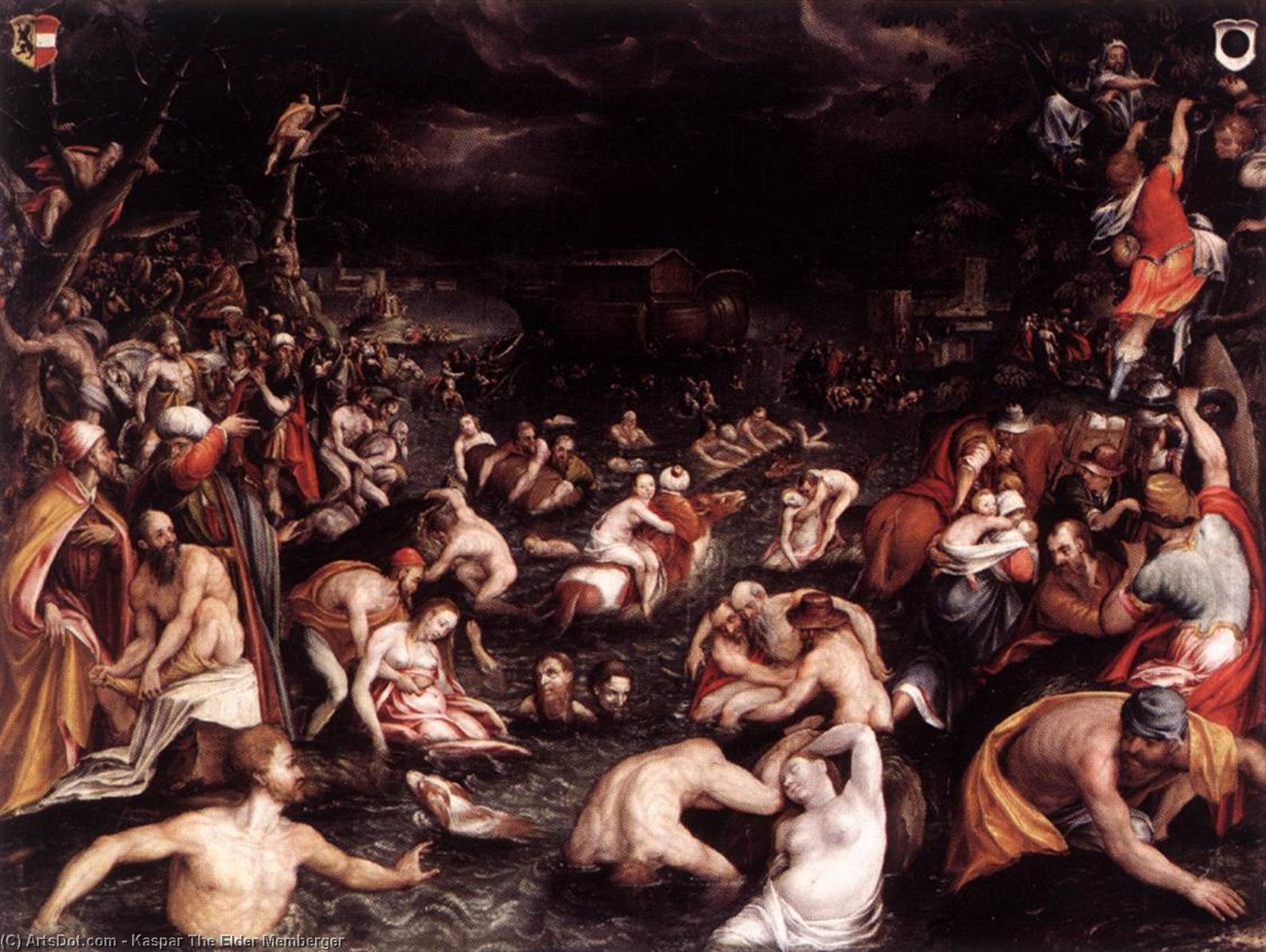 Order Oil Painting Replica Noah`s Ark Cycle: 3. The Flood, 1588 by Kaspar The Elder Memberger (1555-1618, Germany) | ArtsDot.com