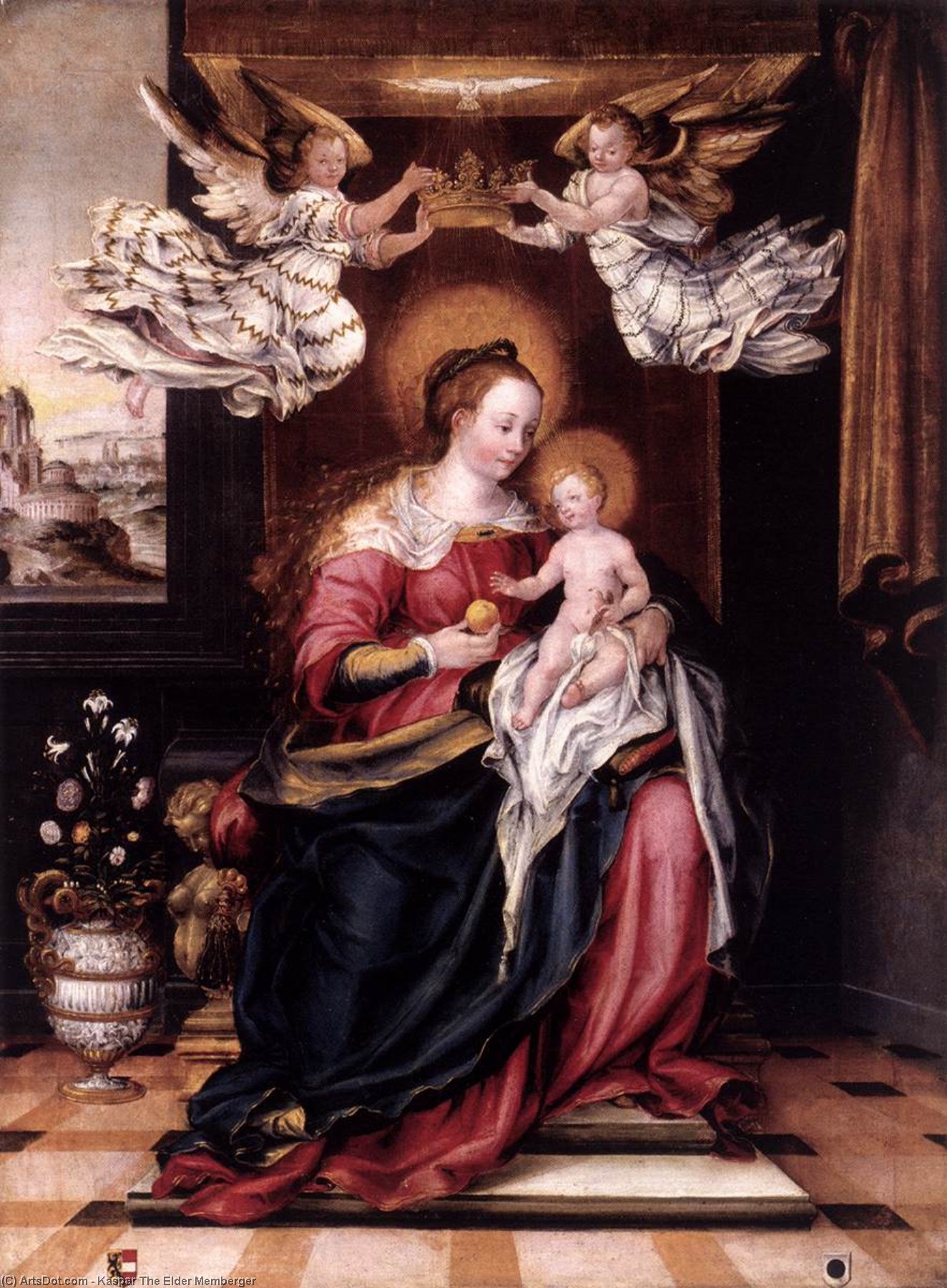 Order Oil Painting Replica Virgin and Child, 1589 by Kaspar The Elder Memberger (1555-1618, Germany) | ArtsDot.com