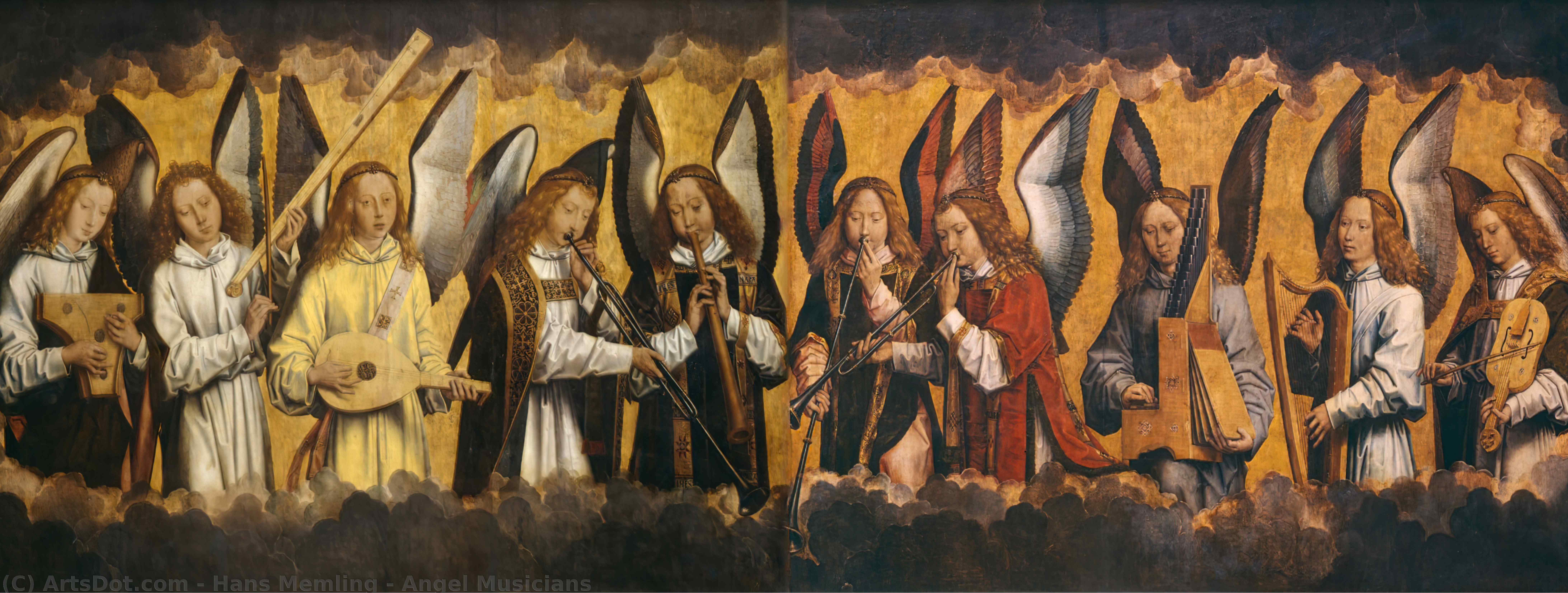 Buy Museum Art Reproductions Angel Musicians, 1480 by Hans Memling (1430-1494, Germany) | ArtsDot.com