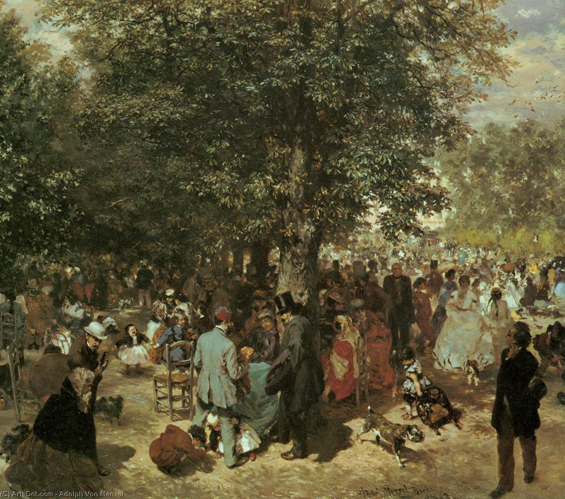 Order Artwork Replica Afternoon at the Tuileries Garden by Adolph Menzel | ArtsDot.com