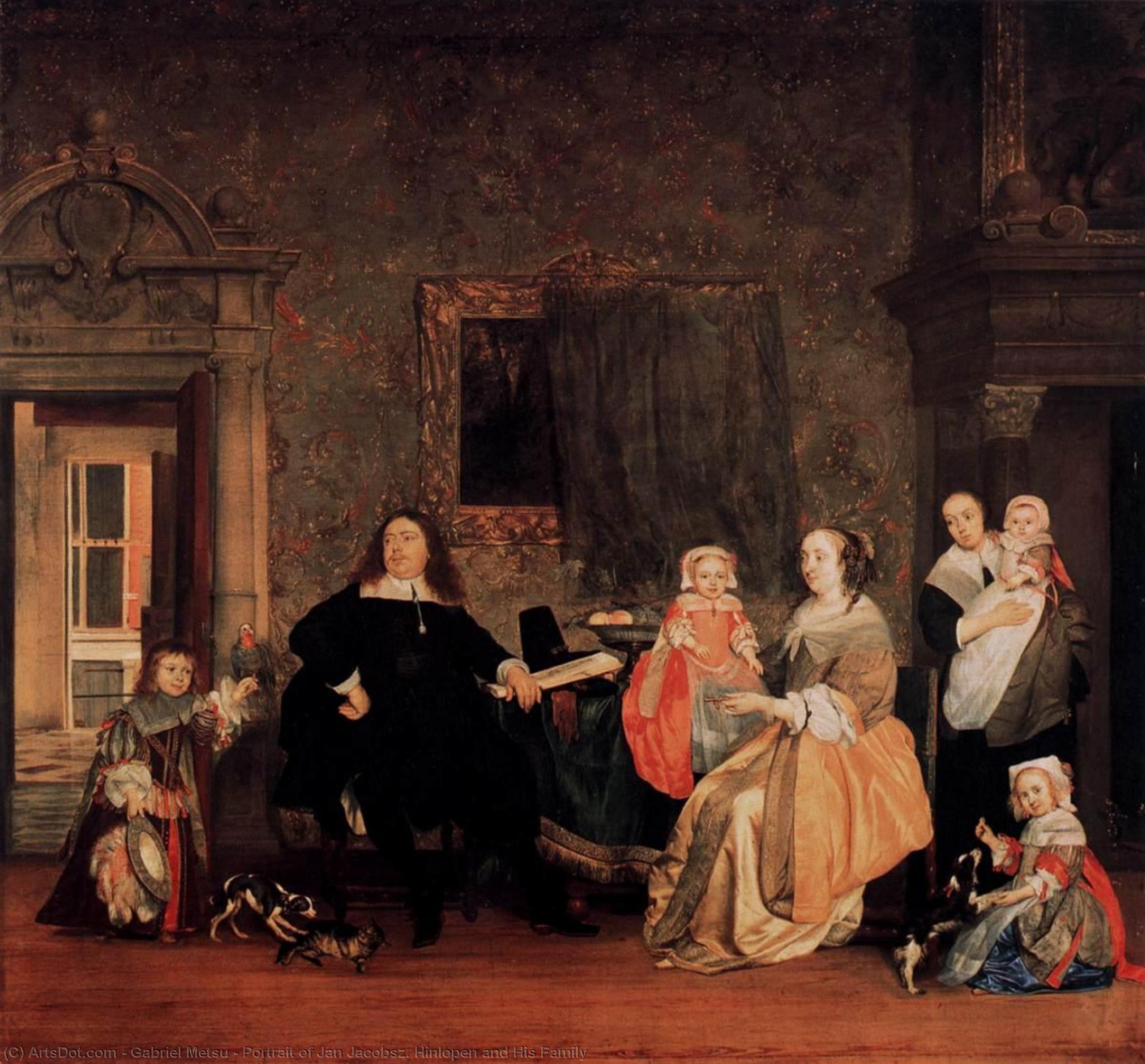 Order Art Reproductions Portrait of Jan Jacobsz. Hinlopen and His Family, 1675 by Gabriel Metsu (1629-1667, Netherlands) | ArtsDot.com