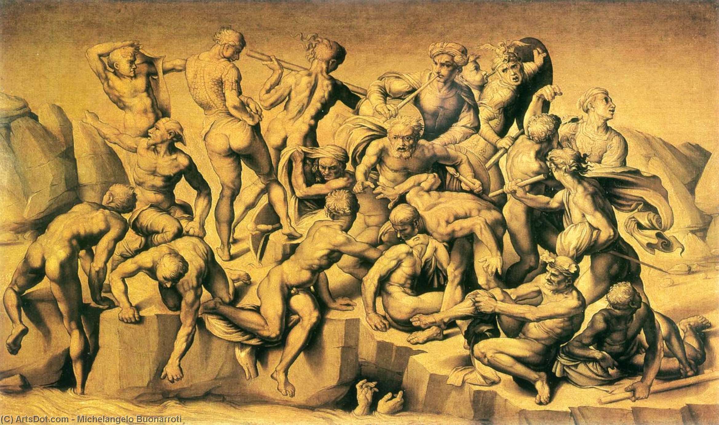 Order Artwork Replica Battle of Cascina (central section), 1505 by Michelangelo Buonarroti (1475-1564, Italy) | ArtsDot.com