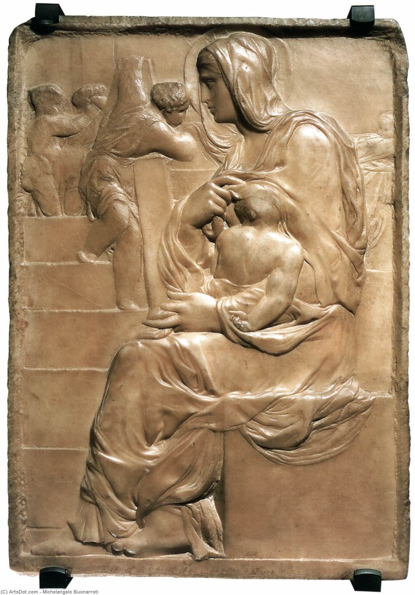 Order Paintings Reproductions Madonna of the Stairs, 1490 by Michelangelo Buonarroti (1475-1564, Italy) | ArtsDot.com