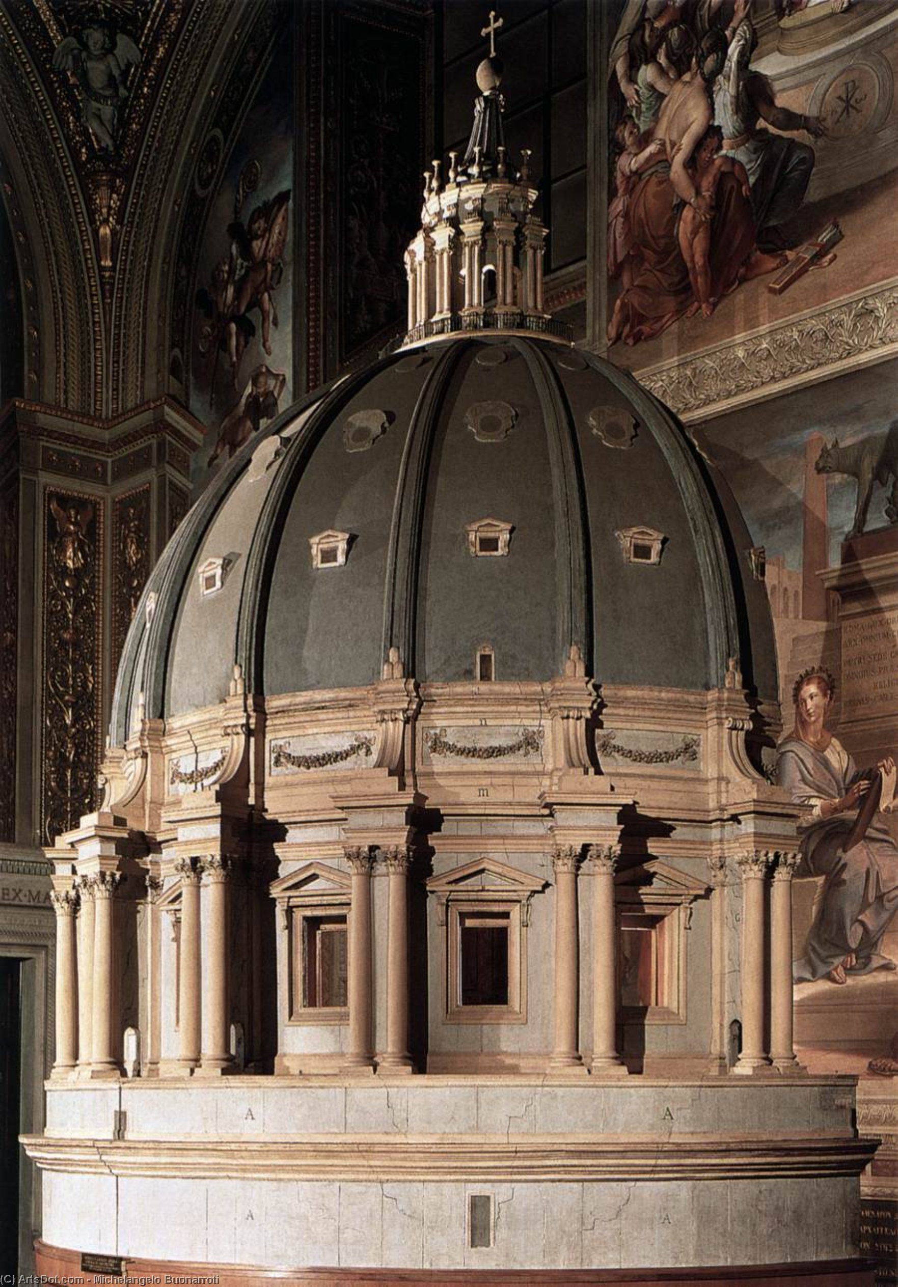 Buy Museum Art Reproductions Model for the dome of St. Peter`s, 1560 by Michelangelo Buonarroti (1475-1564, Italy) | ArtsDot.com